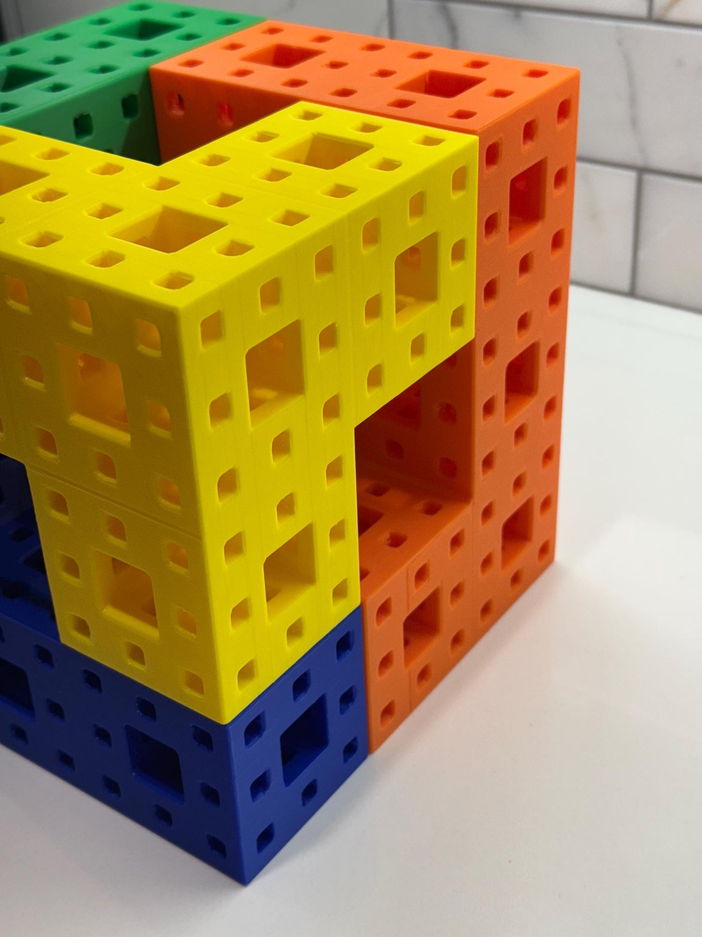 3D Printed Menger Sponge Puzzle: Stage IV Fractal Challenge, Precision Crafted Educational Fun