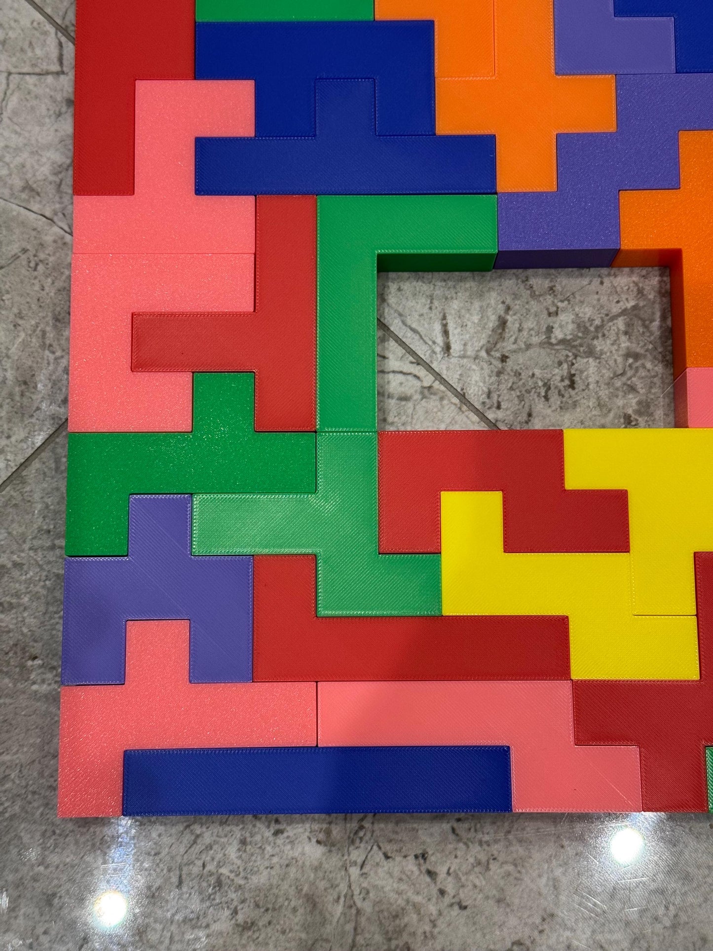 Hexomino Puzzle - 35 Unique 3D Printed Pieces, Fun Mind Challenge Gift for Kids & Teachers, Create Unique Shapes 28x28cm