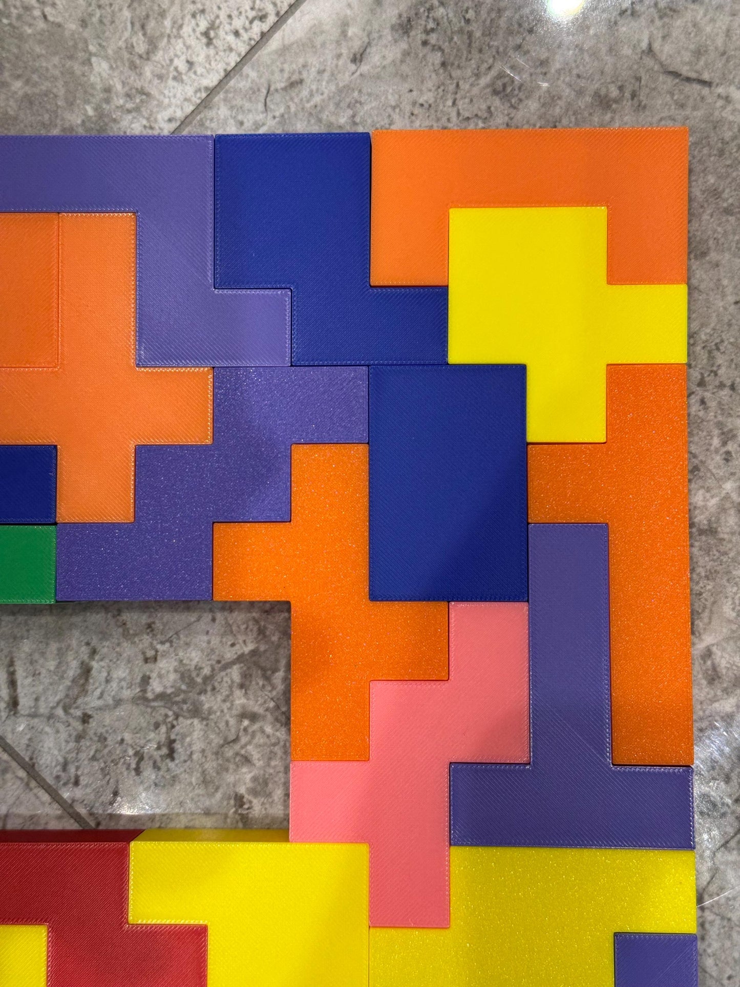 Hexomino Puzzle - 35 Unique 3D Printed Pieces, Fun Mind Challenge Gift for Kids & Teachers, Create Unique Shapes 28x28cm