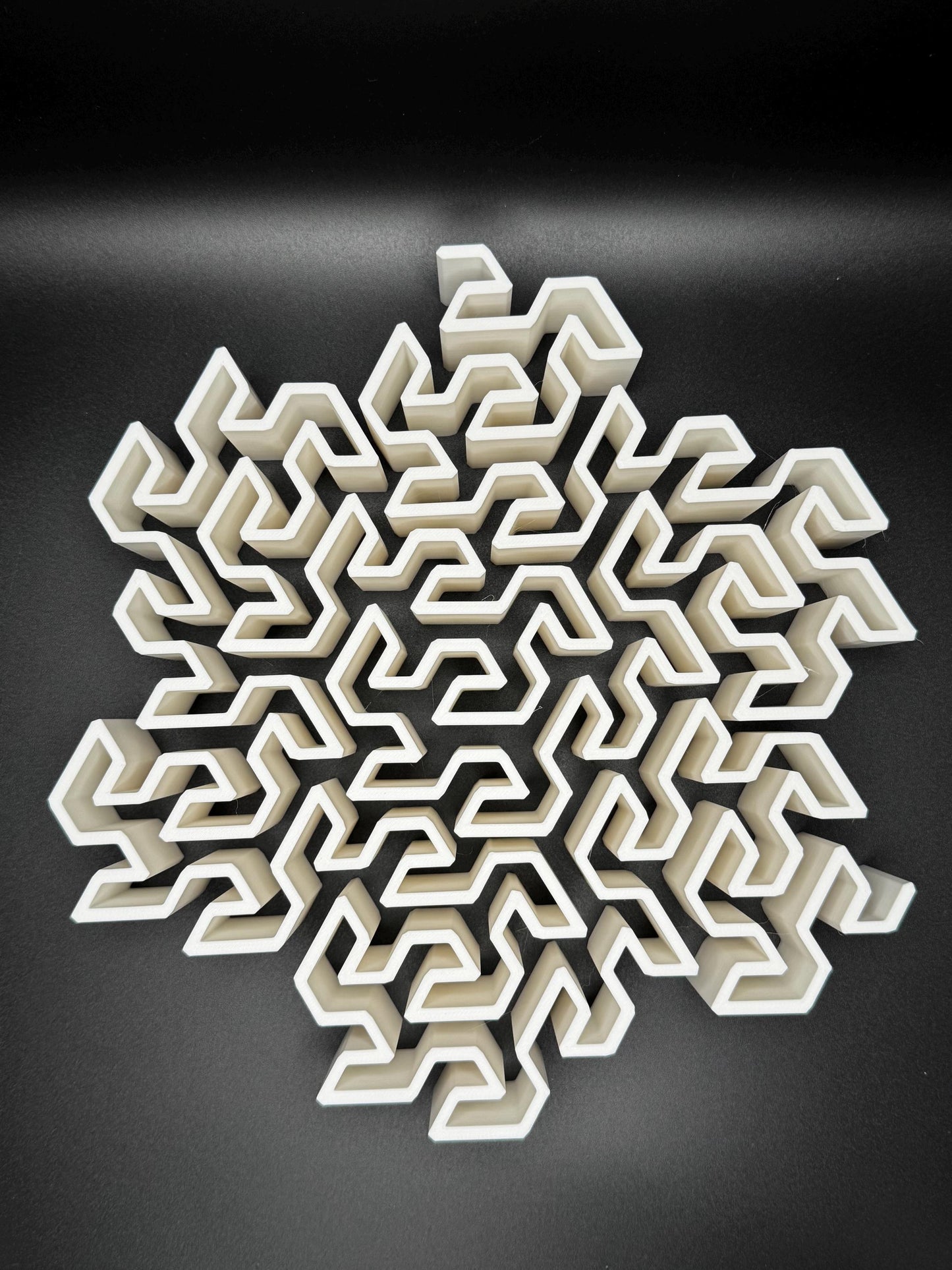 Gosper Curve Puzzle - Fractal Art for Home Décor, Unique Mathematical Gift, Educational Toy & Brain Teaser for Adults and Kids - 3D Printed