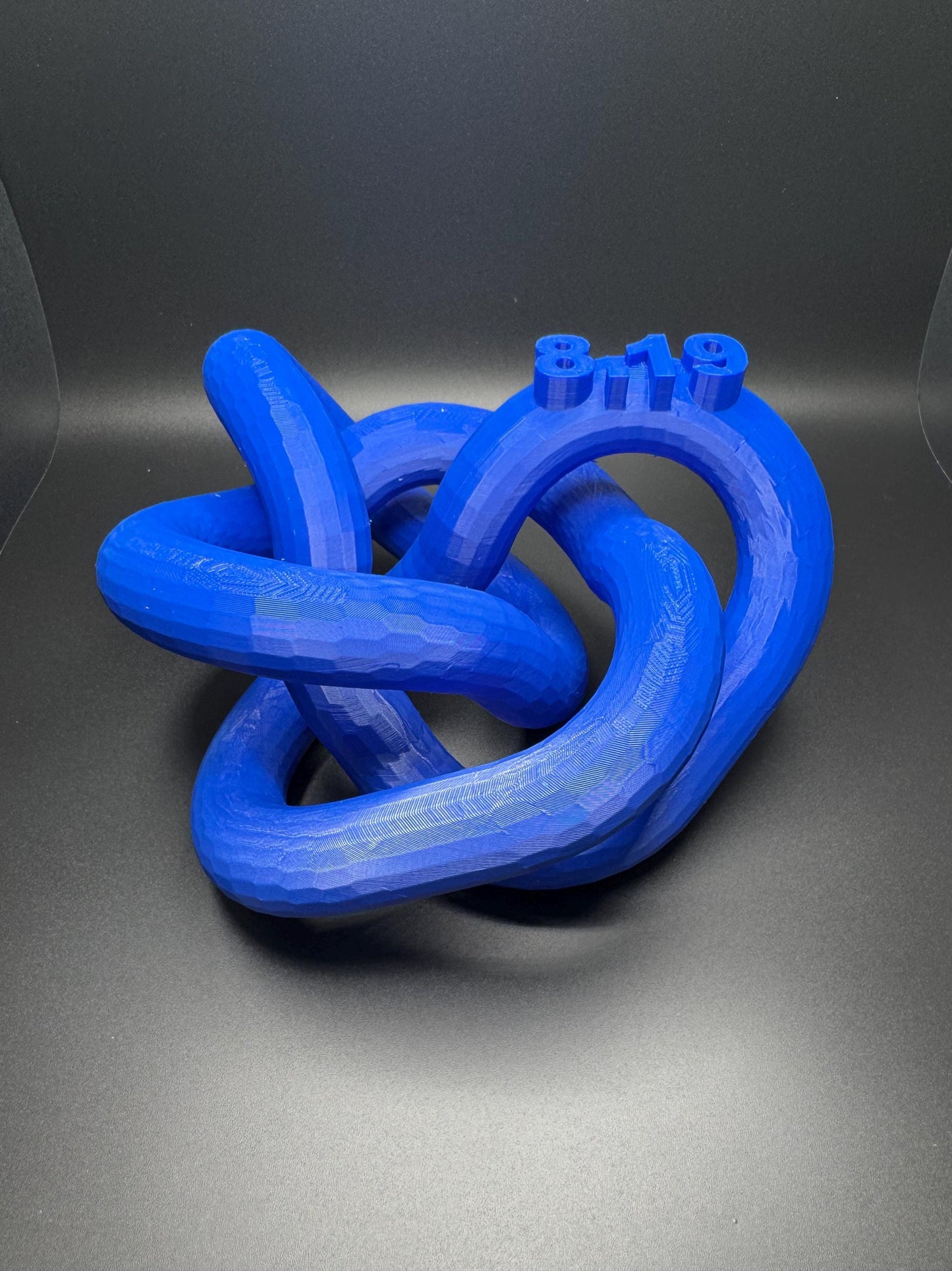 3D Printed 8-19 Knot Art Sculpture - Unique Gift for Home Decor, Modern Art, Desk Ornament, Handmade Decorative Piece