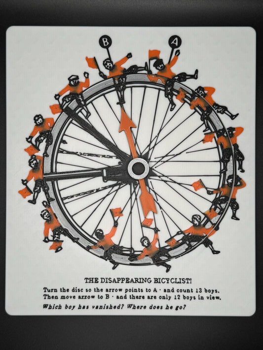 Disappearing Bicyclist Puzzle: Vintage Optical Illusion Puzzle by Sam Loyd, High Quality 3D Print, Fun & Engaging for All Ages