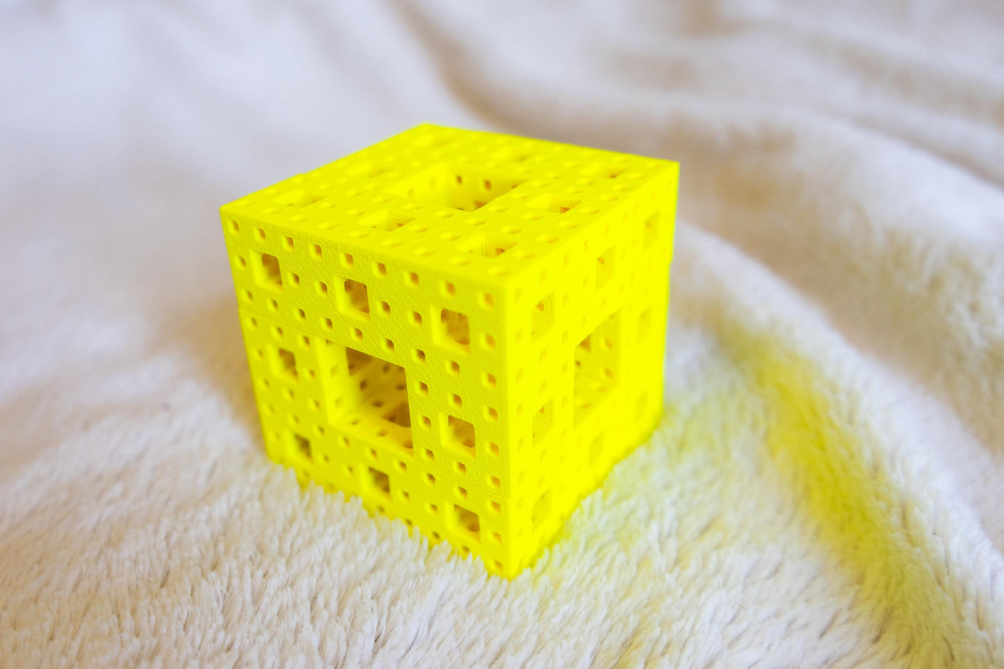 3D Printed Menger Sponge Puzzle: Stage IV Fractal Challenge, Precision Crafted Educational Fun