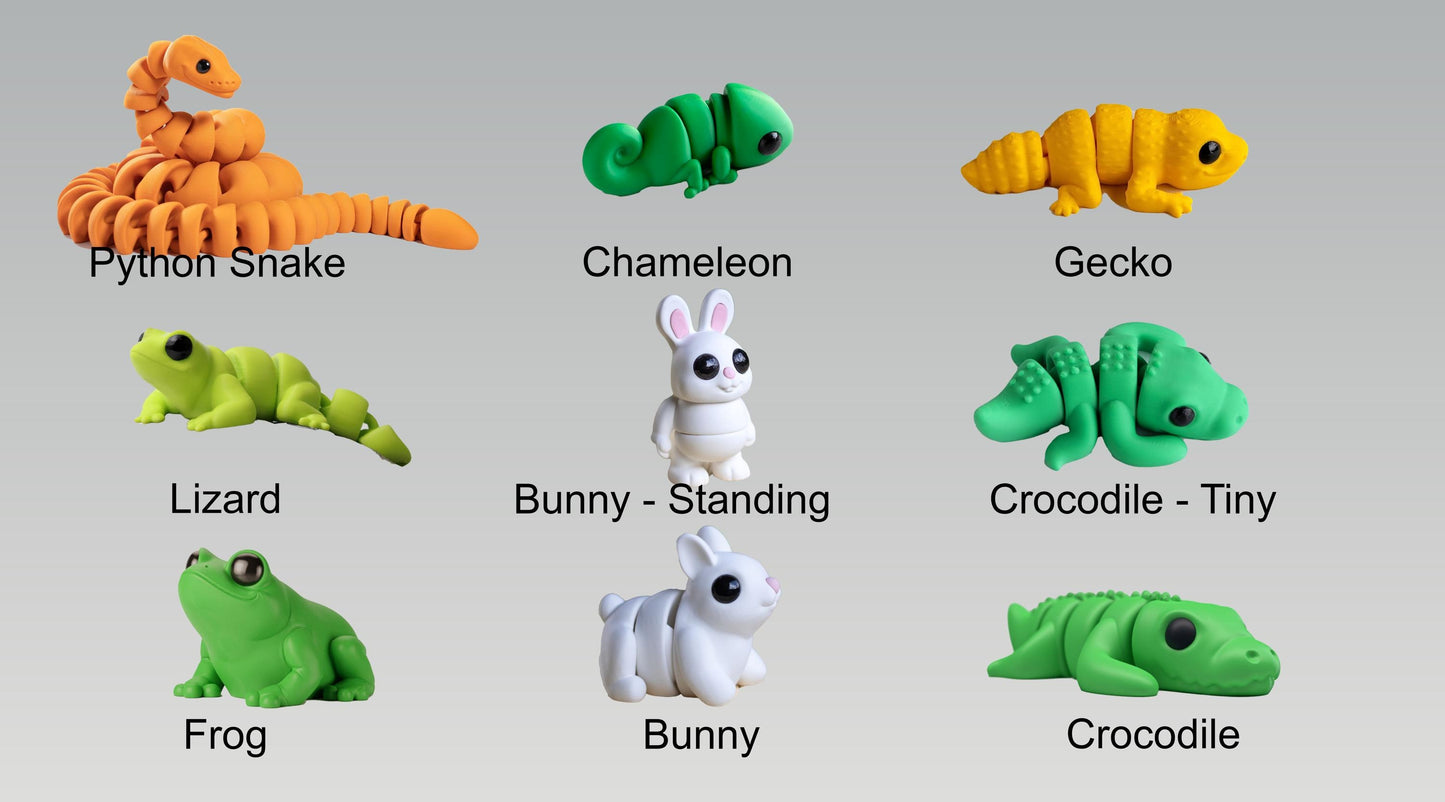 Larger Mini Animals & Toys, Articulating Tiny 3D Printed Fidget Toy, Over 60 Models, 3 Sizes to Pick, Sensory Bulk Gifts for Kids or Adults