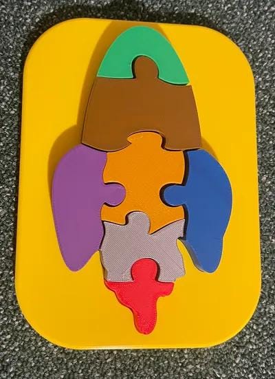 Rocket Shape Puzzle for Kids - Motor Skills Development and Shape Orientation - Fun & Decorative Insertion Puzzle - 3D Printed