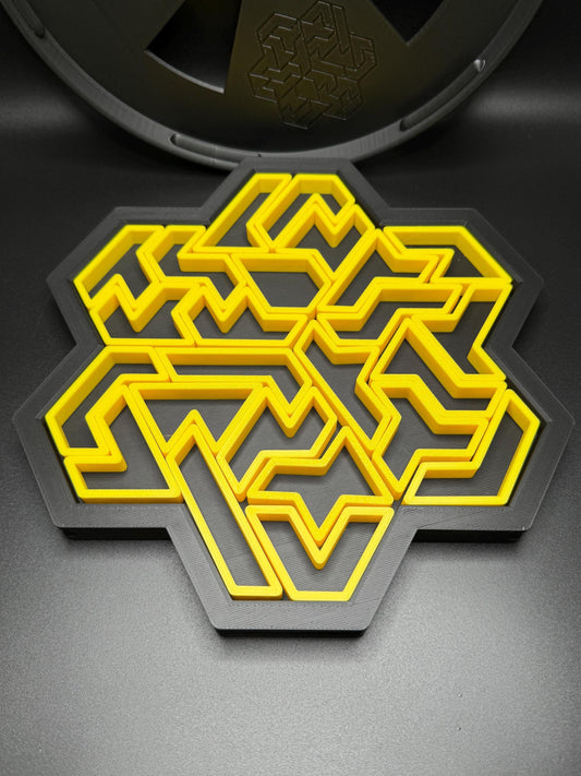 3D Printed Heptiamond Snowflake Puzzle with Box - Challenging Brain Teaser, Unique Gift, Fun for All Ages, Educational Toy