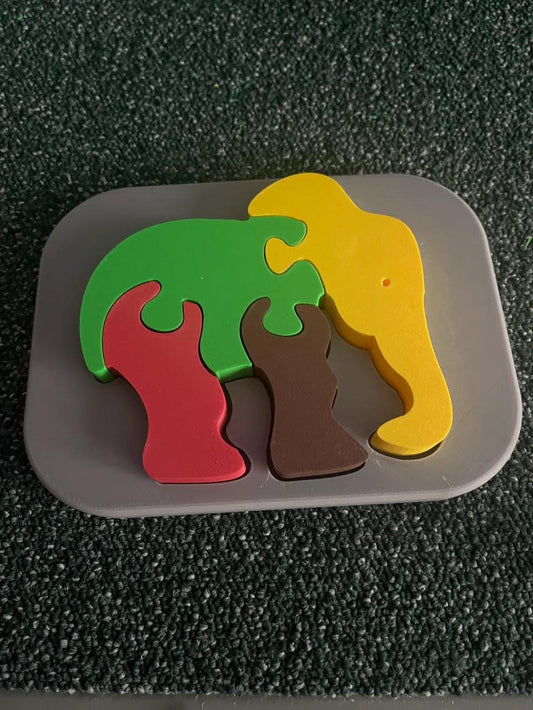 Elephant Shape Puzzle for Kids - Motor Skills Development and Shape Orientation - Fun & Decorative Insertion Puzzle - 3D Printed