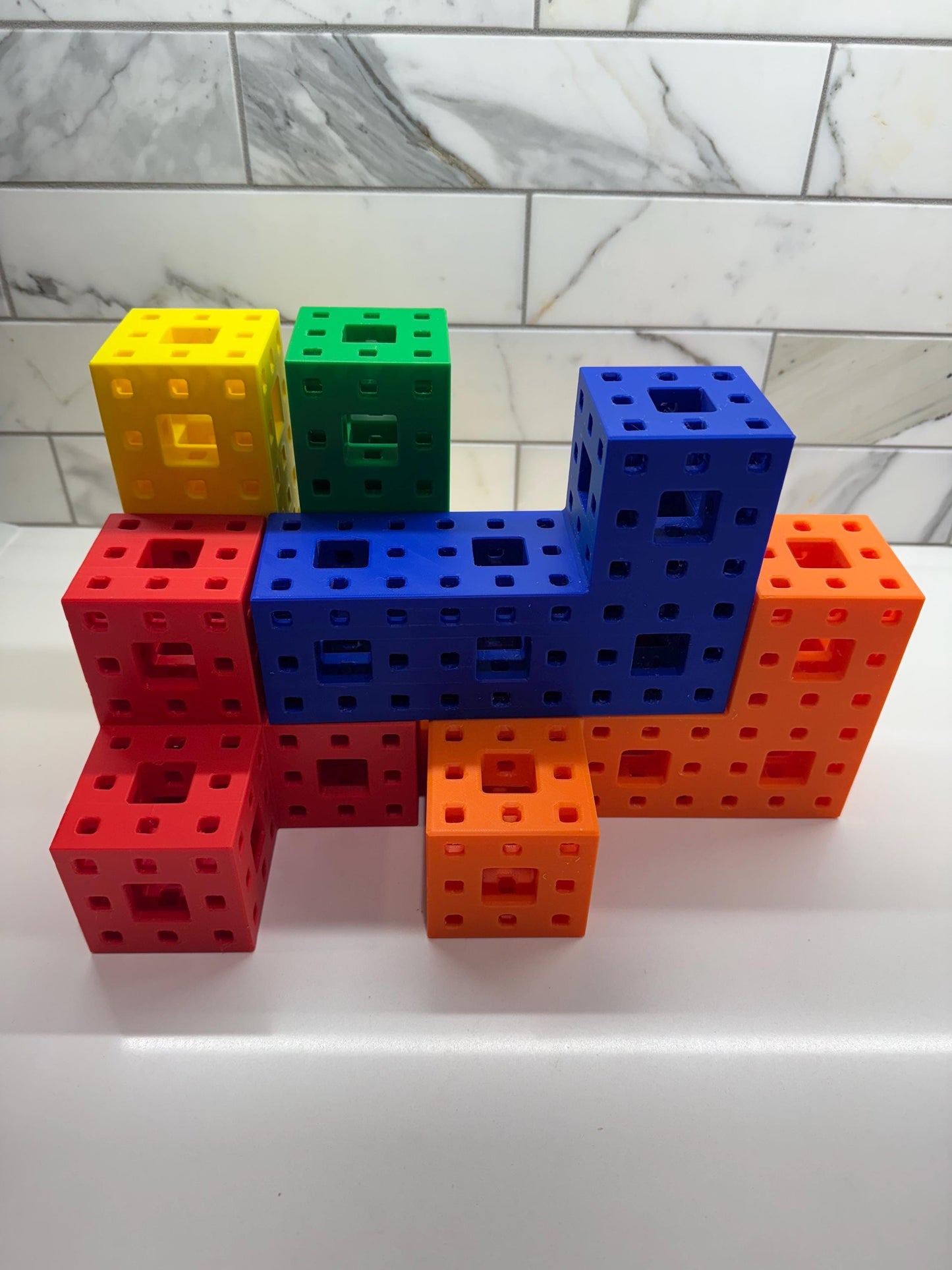 3D Printed Menger Sponge Puzzle: Stage IV Fractal Challenge, Precision Crafted Educational Fun