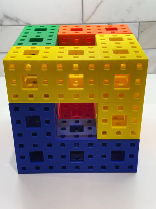 3D Printed Menger Sponge Puzzle: Stage IV Fractal Challenge, Precision Crafted Educational Fun