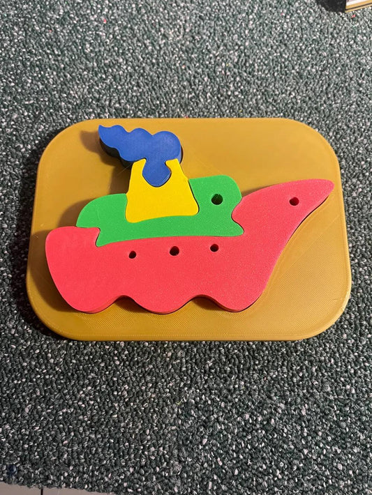 Boat Shape Puzzle for Kids - Motor Skills Development and Shape Orientation - Fun & Decorative Insertion Puzzle - 3D Printed