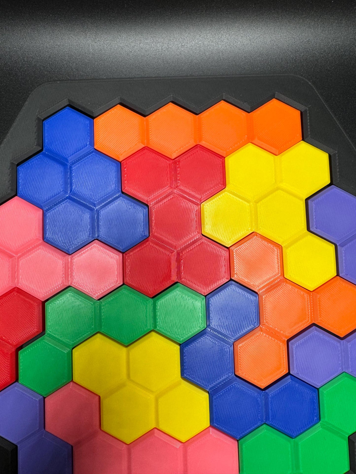 Hexagon Puzzle Brain Teaser - Difficult 3D Printed Puzzle, Brain Teaser for All Ages, 14 Unique Pieces & Hexagon Base - Large 240x210mm Game