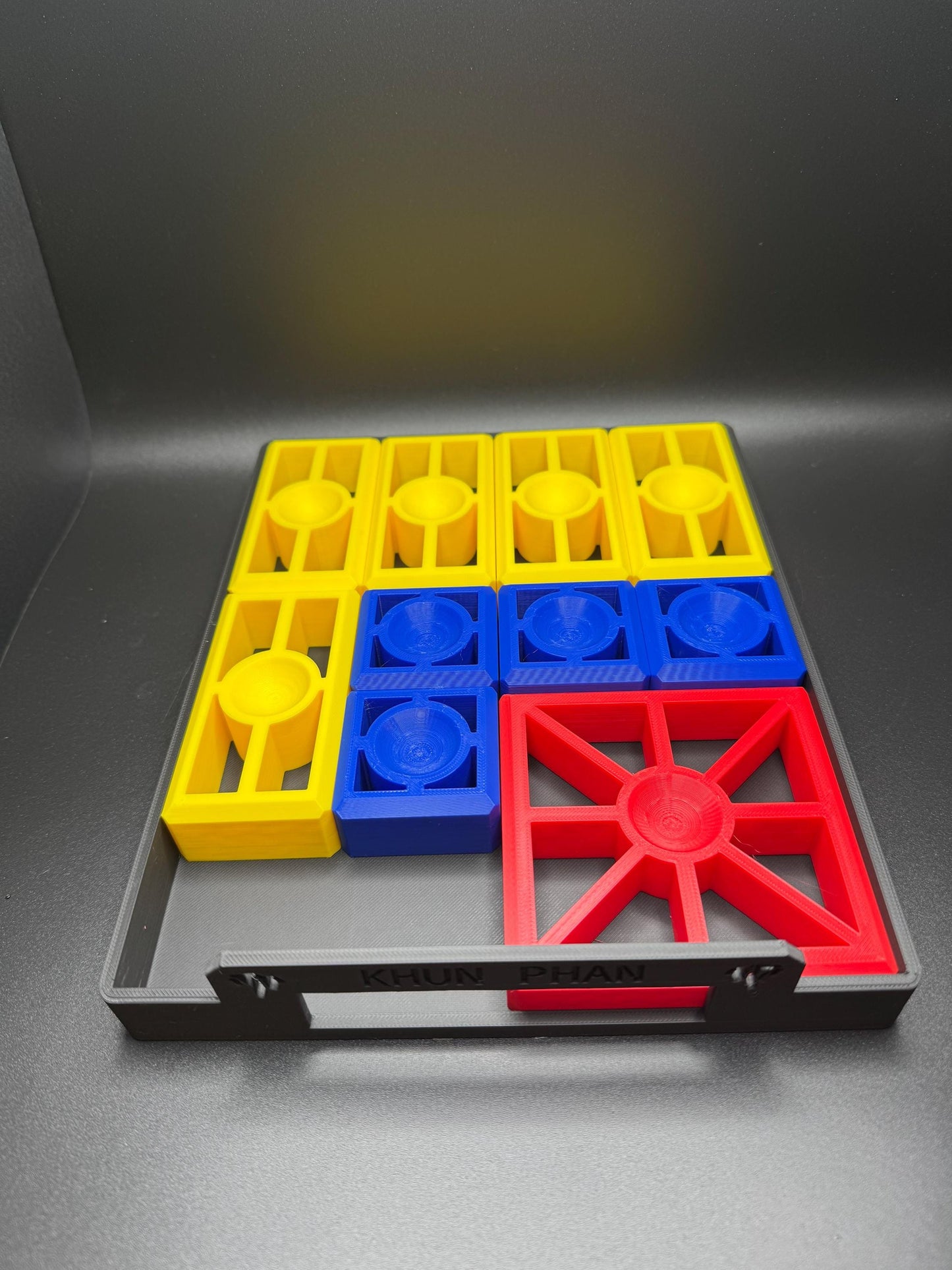 Khun Phan Game - Large 3D Printed Puzzle, Interactive Sliding Piece Challenge, Get the Red Square Out, Mind Teasing Fun