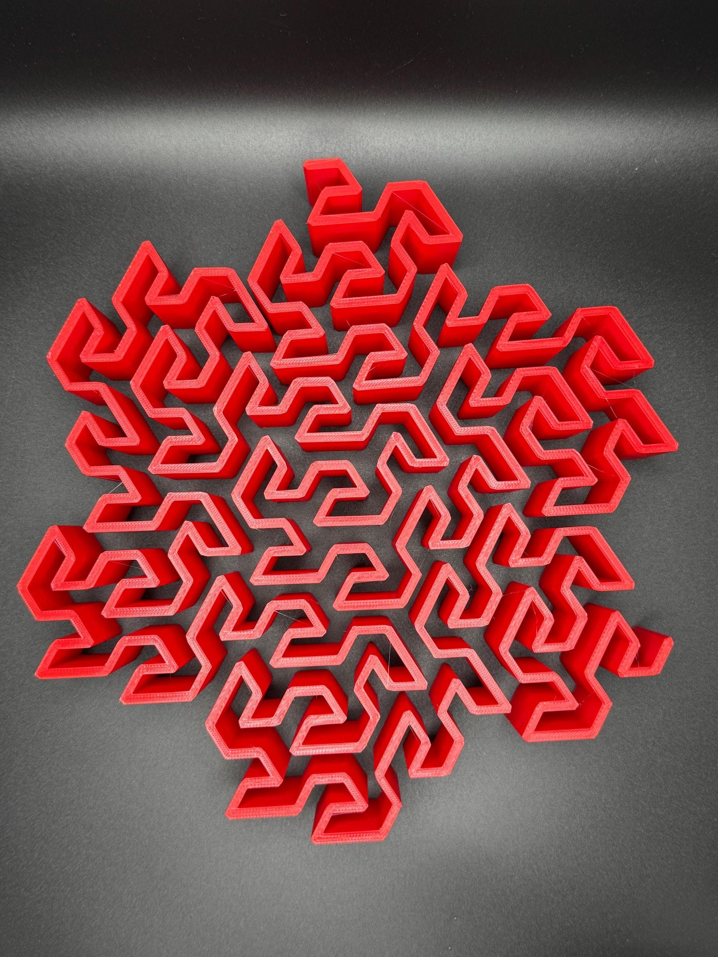 Gosper Curve Puzzle - Fractal Art for Home Décor, Unique Mathematical Gift, Educational Toy & Brain Teaser for Adults and Kids - 3D Printed