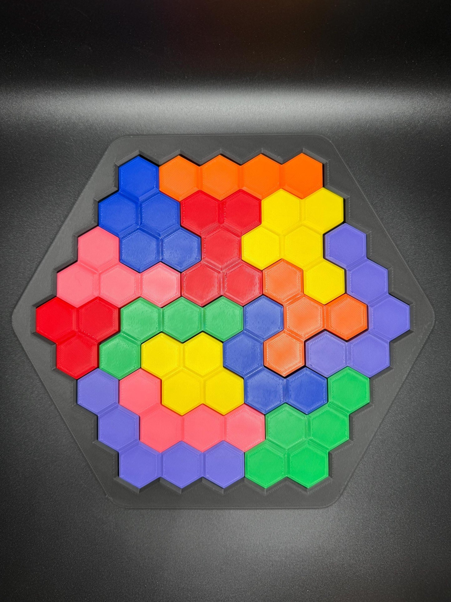 Hexagon Puzzle Brain Teaser - Difficult 3D Printed Puzzle, Brain Teaser for All Ages, 14 Unique Pieces & Hexagon Base - Large 240x210mm Game