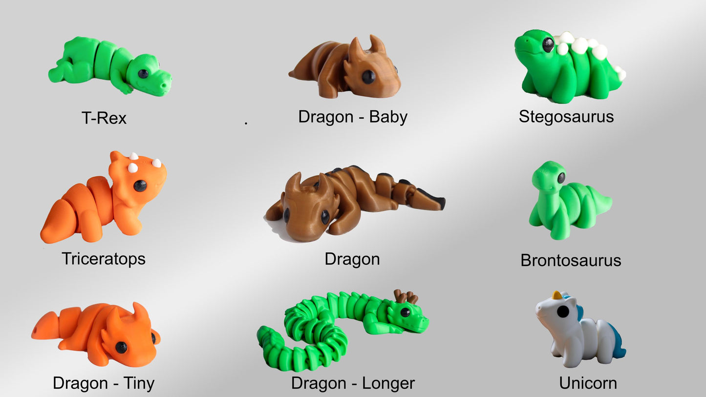 Larger Mini Animals & Toys, Articulating Tiny 3D Printed Fidget Toy, Over 60 Models, 3 Sizes to Pick, Sensory Bulk Gifts for Kids or Adults