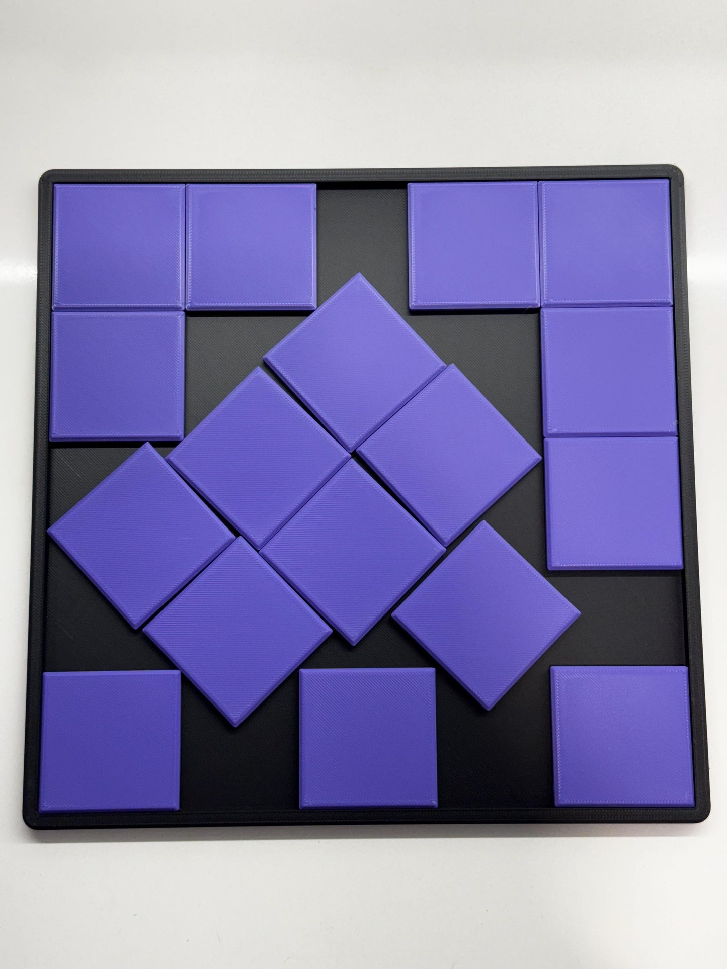 17 Squares Puzzle - 3D Printed Puzzle Brain Teaser: Fit 17 Squares into Square Base Challenge - Unique Mind Game Gift - Large Size 23x23 cm