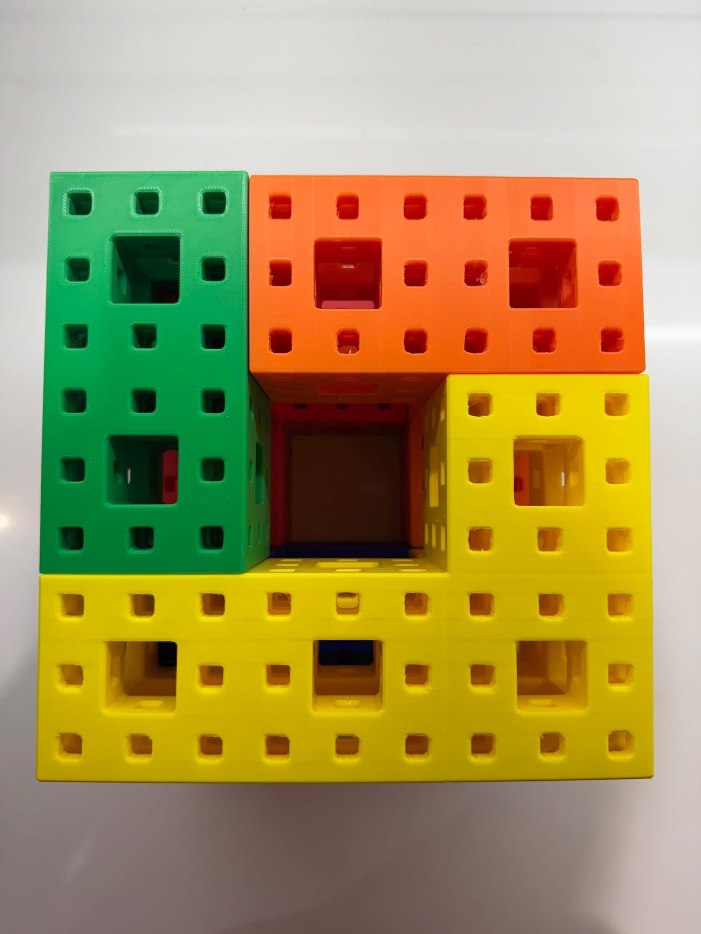 3D Printed Menger Sponge Puzzle: Stage IV Fractal Challenge, Precision Crafted Educational Fun