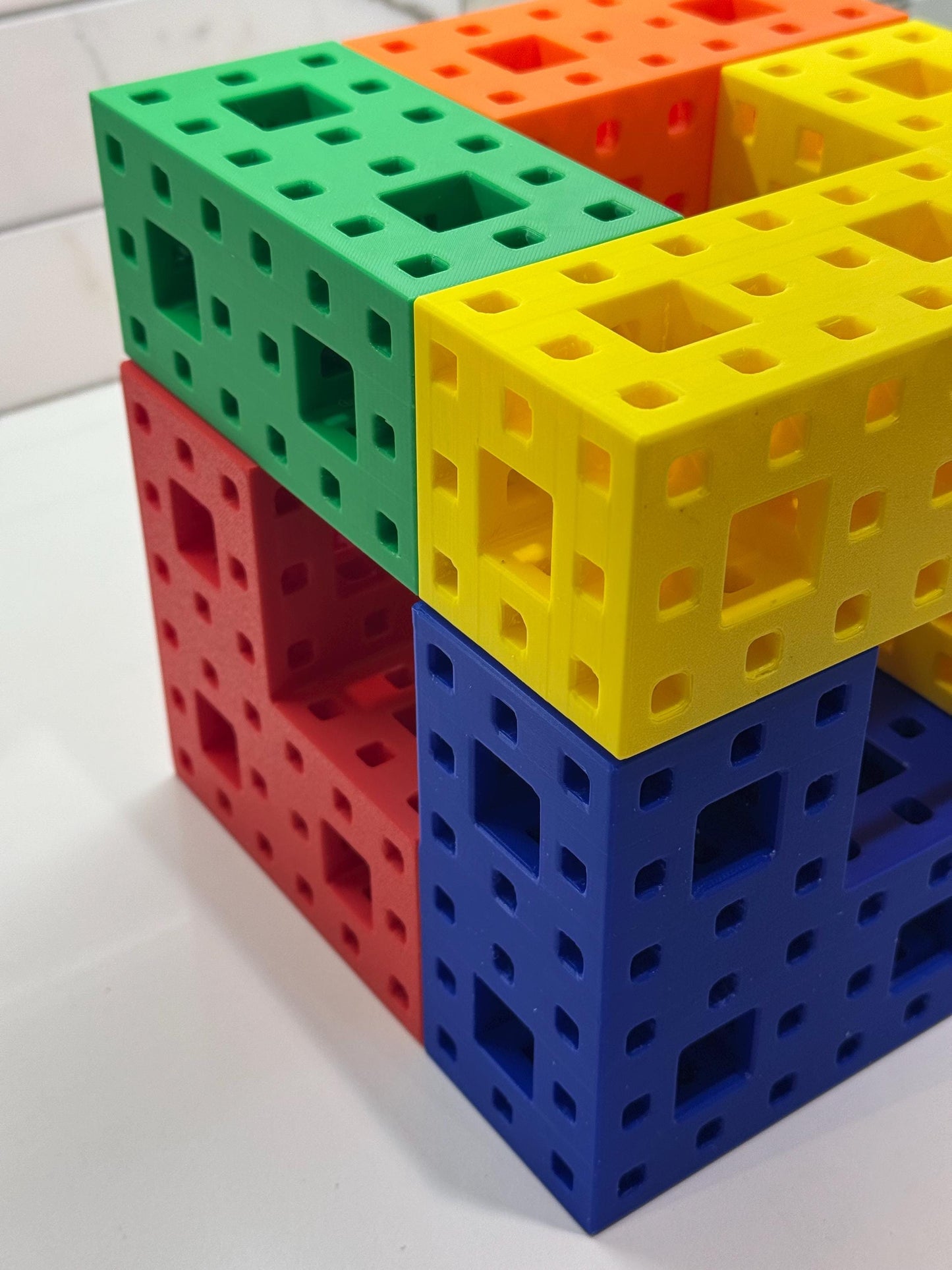 3D Printed Menger Sponge Puzzle: Stage IV Fractal Challenge, Precision Crafted Educational Fun