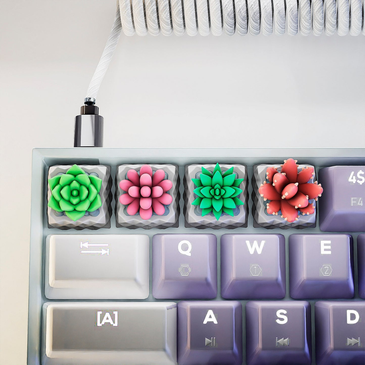 Succulent Plant Artisan Keycaps Set - Cherry MX Compatible - Unique Keyboard Accessory - Perfect Gift for Him & Her - Hiko 3D Keycap