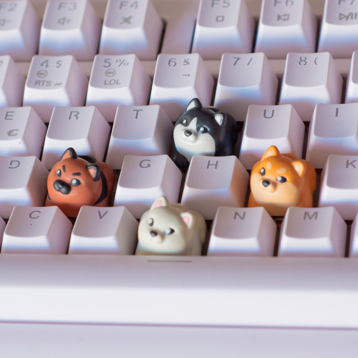 Shiba Inu Dog Keycaps Set - Cherry MX Compatible - Unique Keyboard Accessory Gift 4-Pack - Perfect for Him & Her