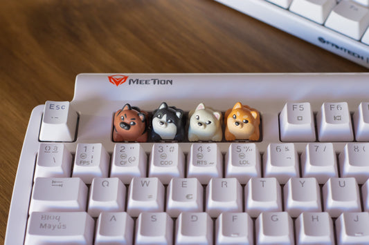 Shiba Inu Dog Keycaps Set - Cherry MX Compatible - Unique Keyboard Accessory Gift 4-Pack - Perfect for Him & Her