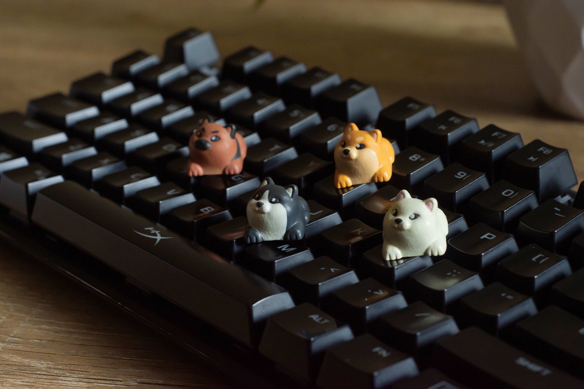 Shiba Inu Dog Keycaps Set - Cherry MX Compatible - Unique Keyboard Accessory Gift 4-Pack - Perfect for Him & Her