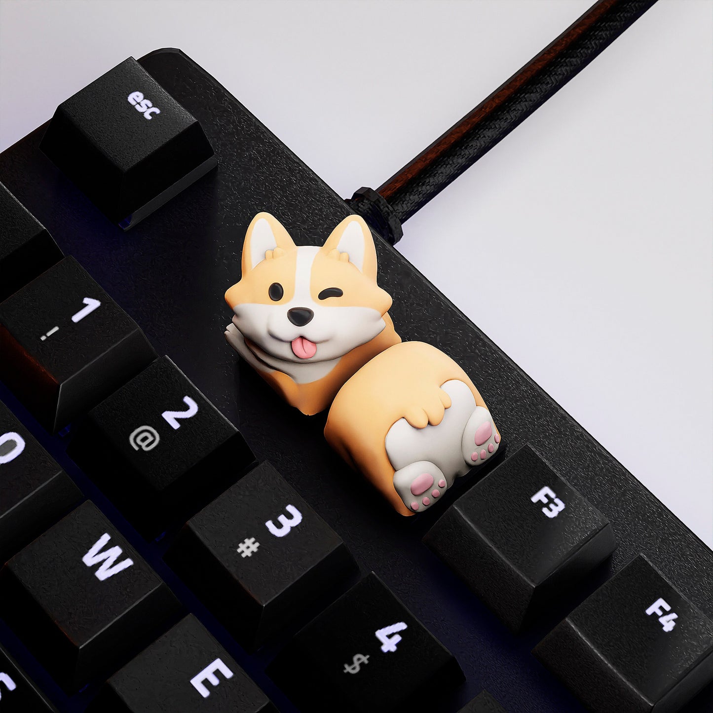 Corgi Keycaps for Mechanical Keyboard - Custom Handmade Artisan Cherry MX Cute Dog Keycaps - Gift for Him & Her