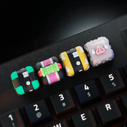 Handmade Inspired By Demon Slayer Keycaps: Tanjiro, Nezuko, Zenitsu & Inosuke for Cherry MX – Artisan Custom Key Caps - Gift for Anime Fans