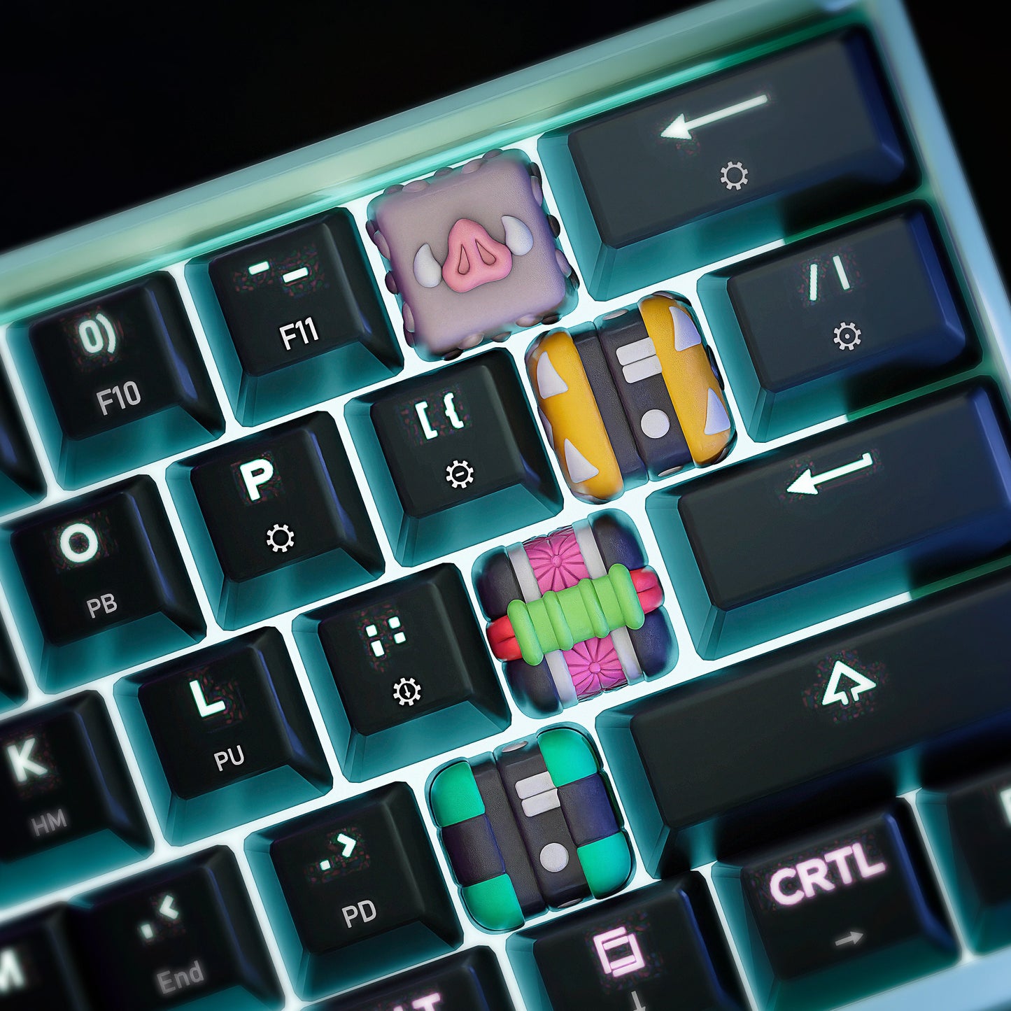 Handmade Inspired By Demon Slayer Keycaps: Tanjiro, Nezuko, Zenitsu & Inosuke for Cherry MX – Artisan Custom Key Caps - Gift for Anime Fans