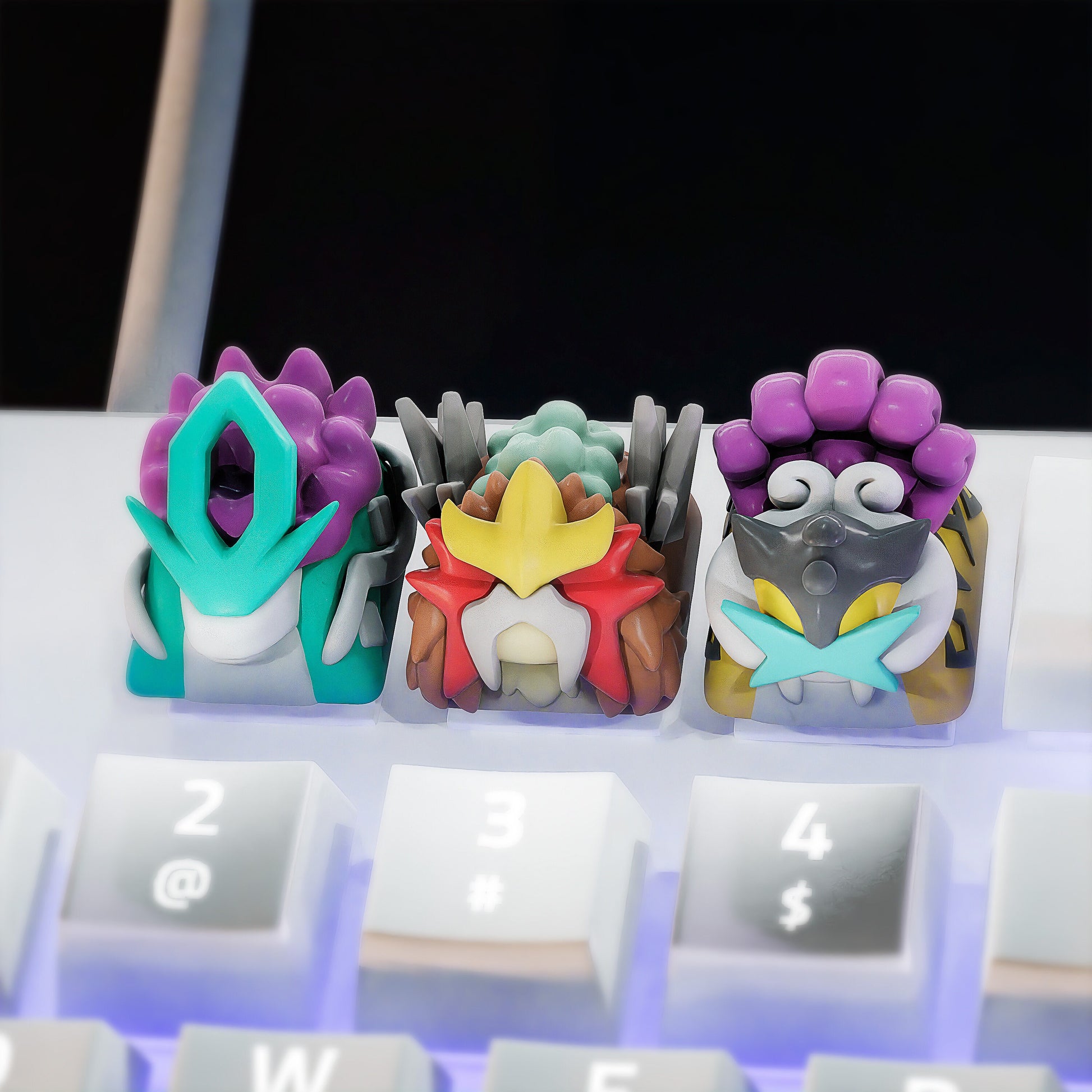 Handmade Inspired By Legendary Beasts Pokemon Keycaps for Cherry MX - Custom Artisan - Entei Suicune Raikou - Perfect Anime Fan Gift