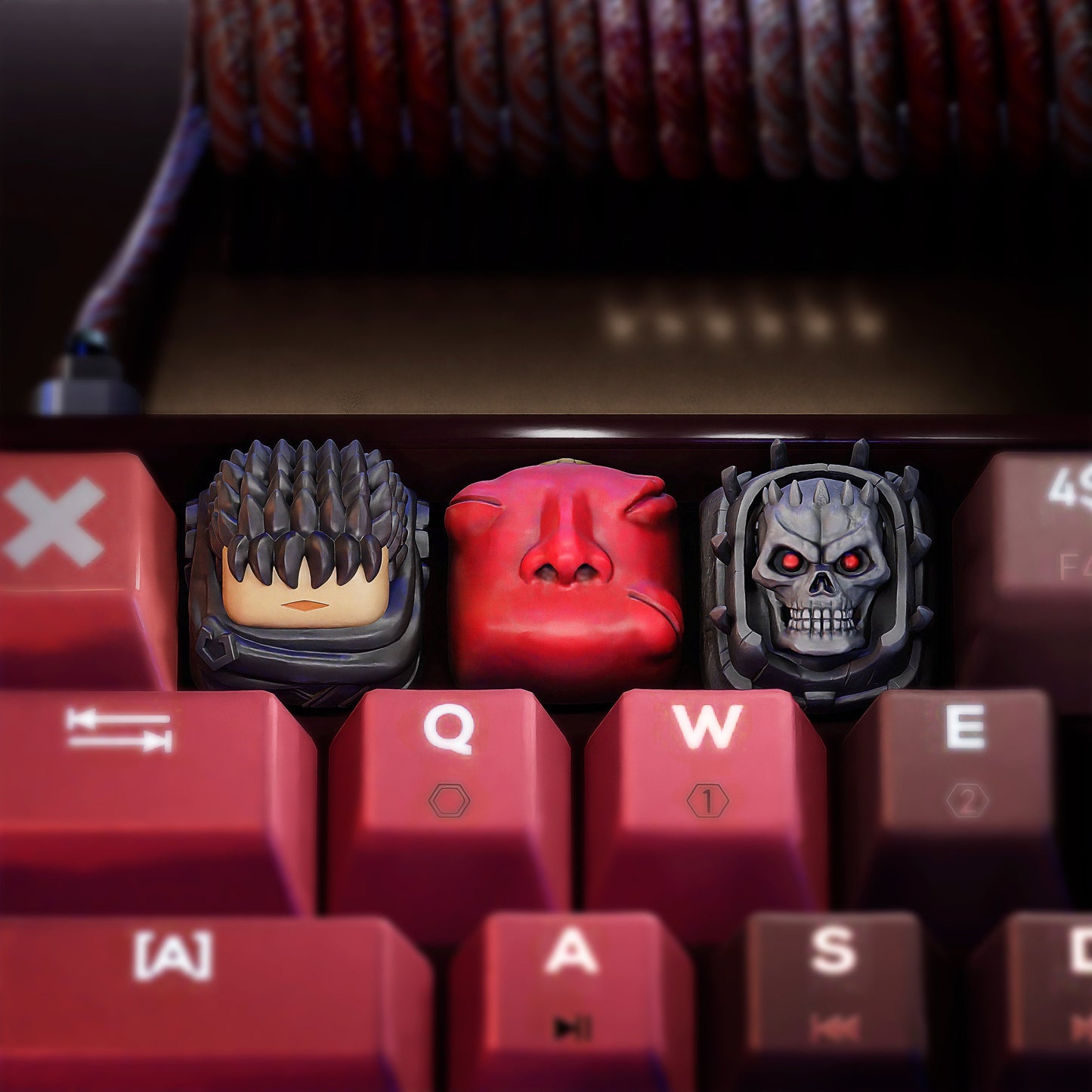 Handmade Inspired By Berserk Keycaps for Cherry MX - Custom Artisan Keycaps - Anime Fan Gift - Guts, Behelit, Gift for Him and Her