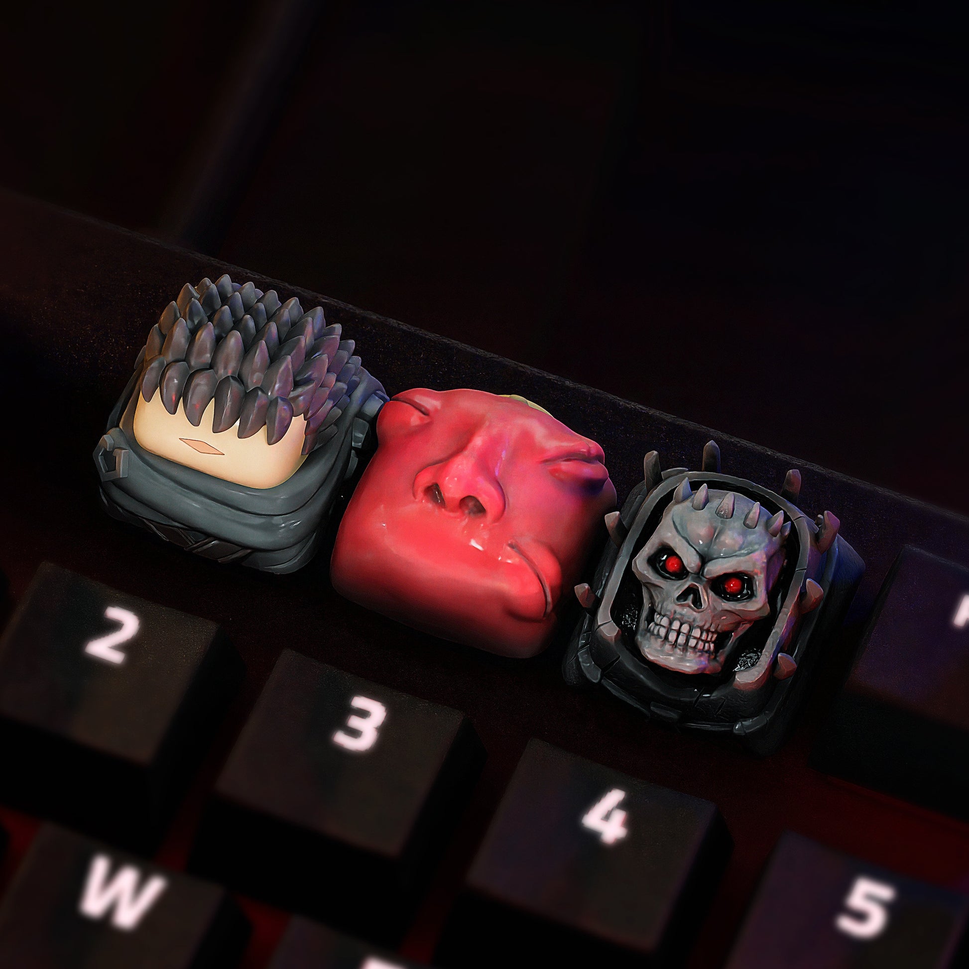 Handmade Inspired By Berserk Keycaps for Cherry MX - Custom Artisan Keycaps - Anime Fan Gift - Guts, Behelit, Gift for Him and Her