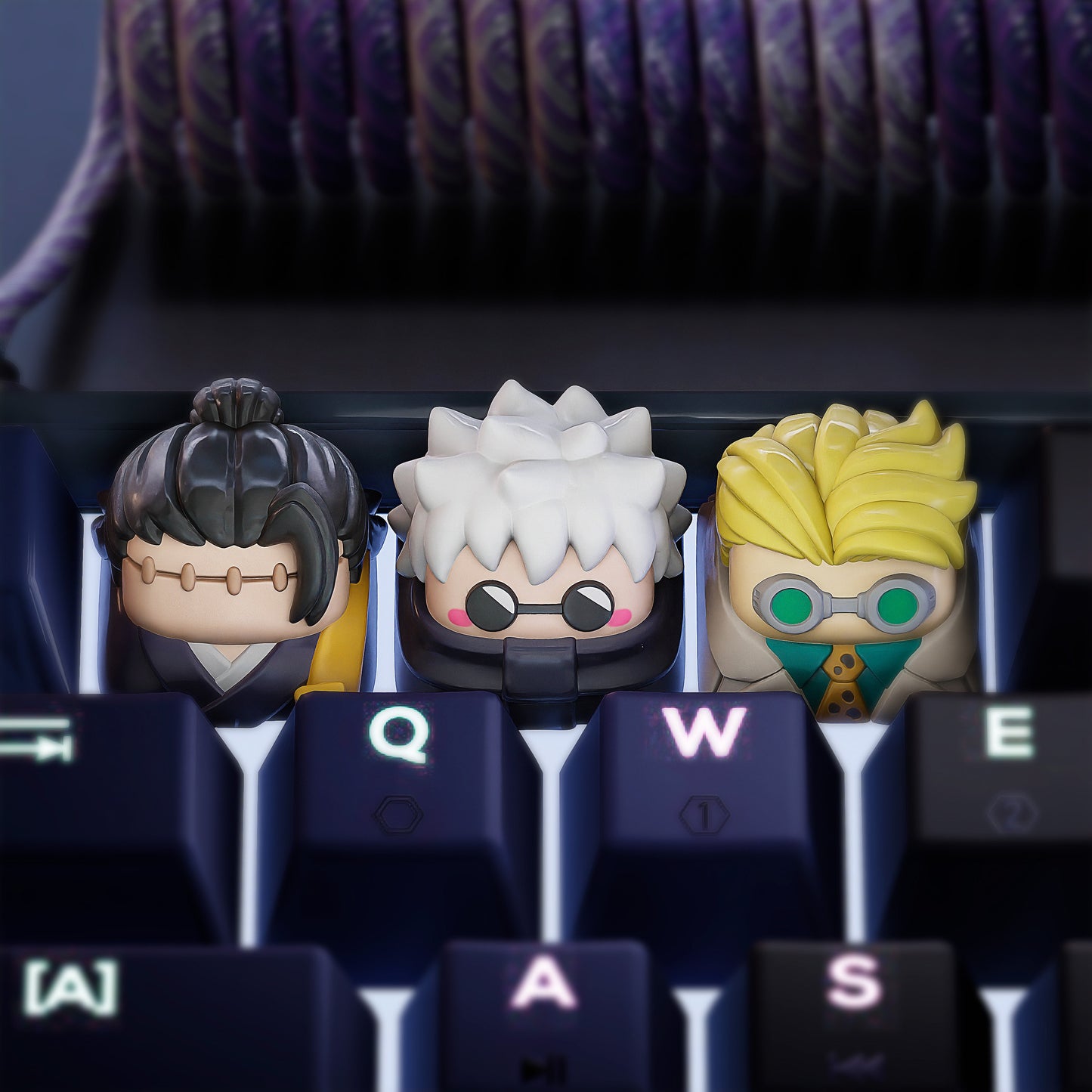 Handmade Inspired By Jujutsu Kaisen Keycaps for Cherry MX and clones - Custom Artisan Anime Fan Gift - Geto, Gojo, Nanami Keyboard Keycaps