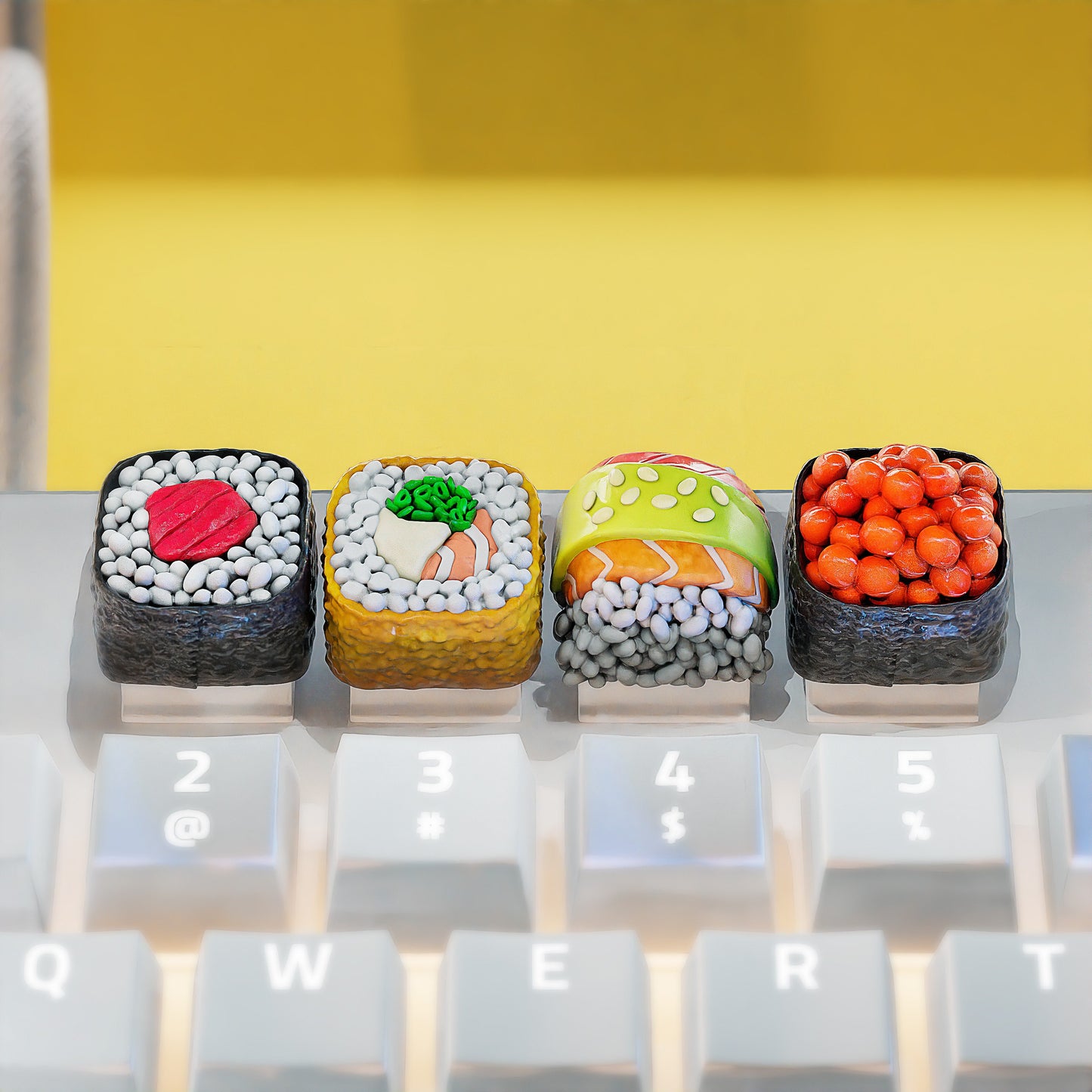 Japanese Sushi Artisan Mechanical Keyboard Keycaps Set - For Cherry MX Switch - Nigiri, Maki & Rainbow Roll - Perfect Gift For Him or Her