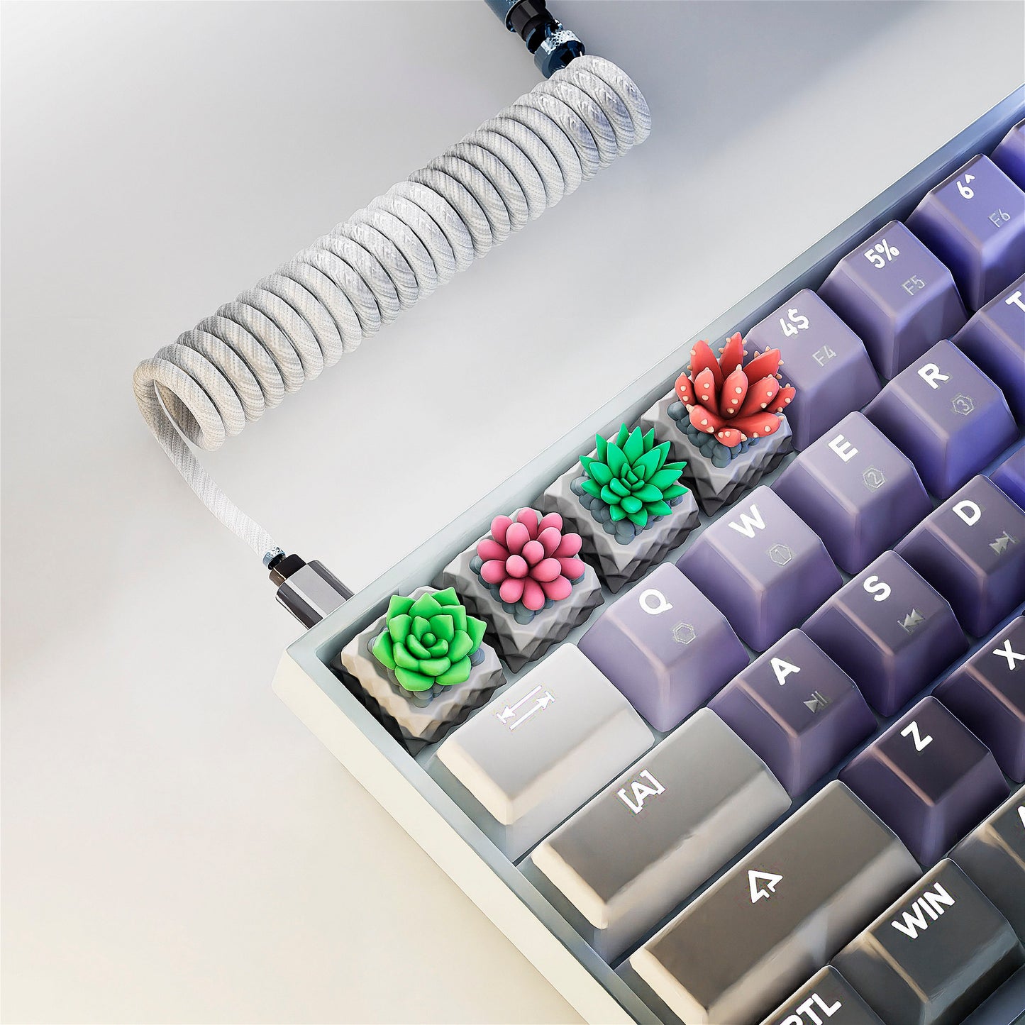 Succulent Plant Artisan Keycaps Set - Cherry MX Compatible - Unique Keyboard Accessory - Perfect Gift for Him & Her - Hiko 3D Keycap