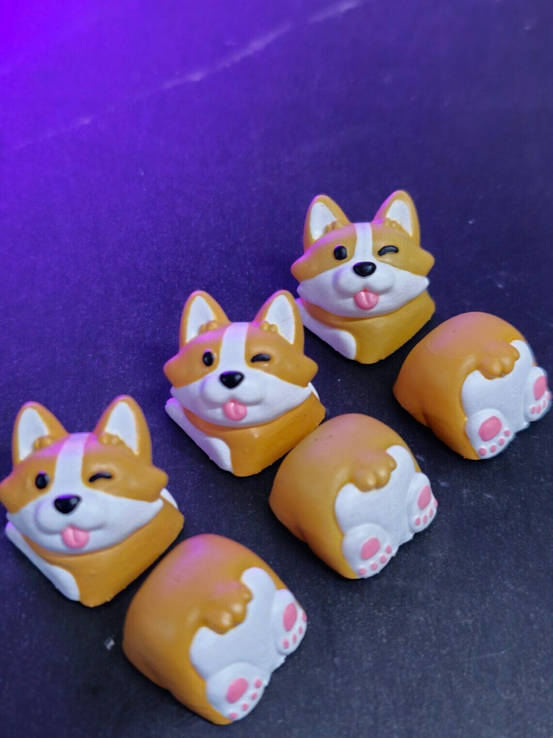 Corgi Keycaps for Mechanical Keyboard - Custom Handmade Artisan Cherry MX Cute Dog Keycaps - Gift for Him & Her