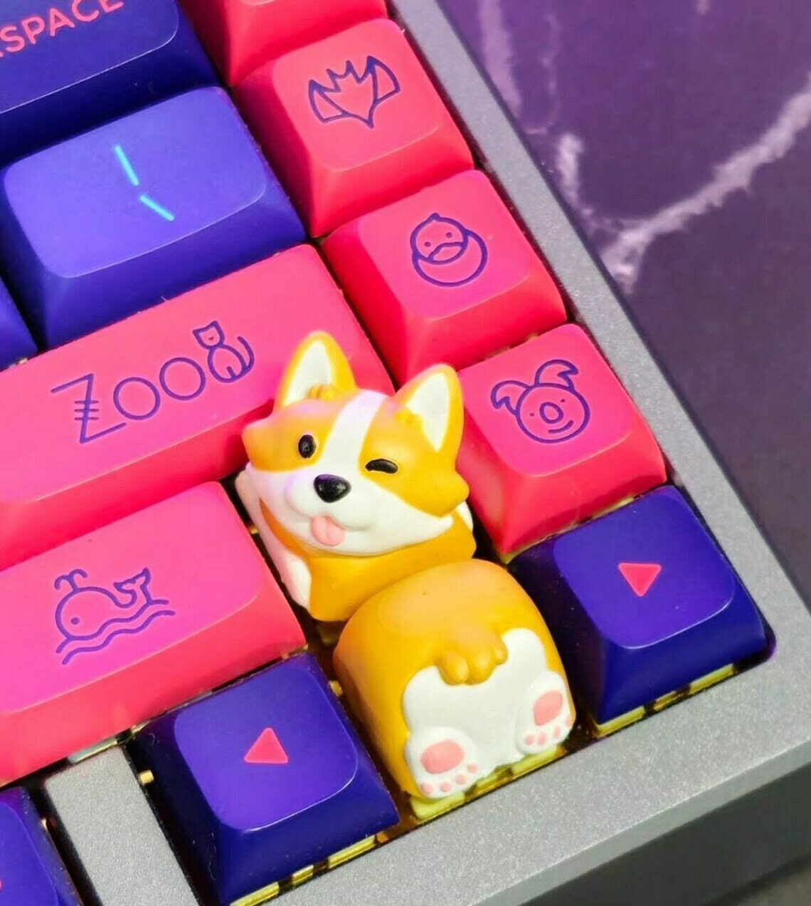 Corgi Keycaps for Mechanical Keyboard - Custom Handmade Artisan Cherry MX Cute Dog Keycaps - Gift for Him & Her