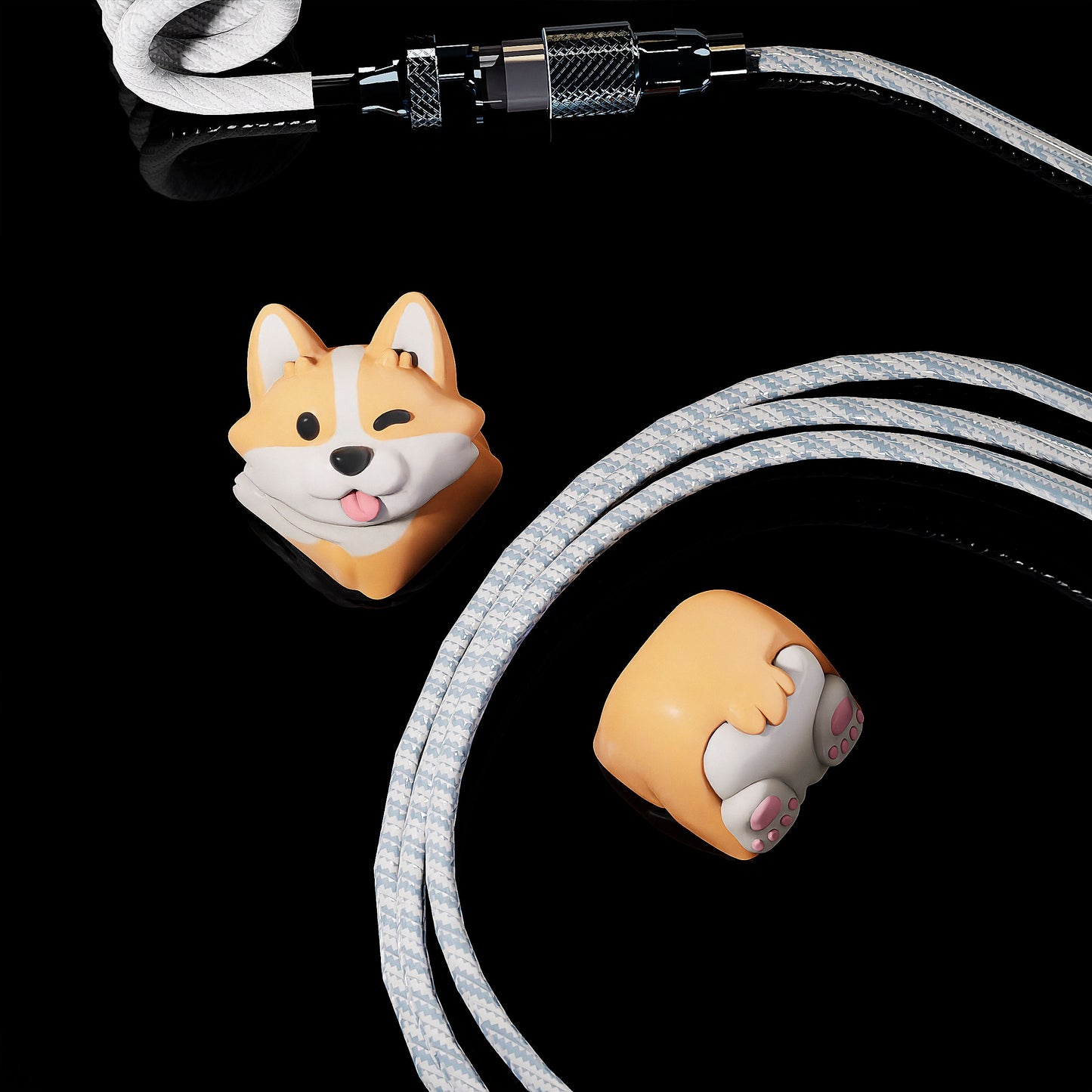 Corgi Keycaps for Mechanical Keyboard - Custom Handmade Artisan Cherry MX Cute Dog Keycaps - Gift for Him & Her