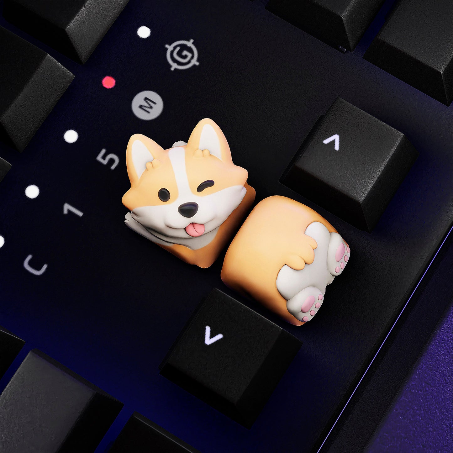 Corgi Keycaps for Mechanical Keyboard - Custom Handmade Artisan Cherry MX Cute Dog Keycaps - Gift for Him & Her