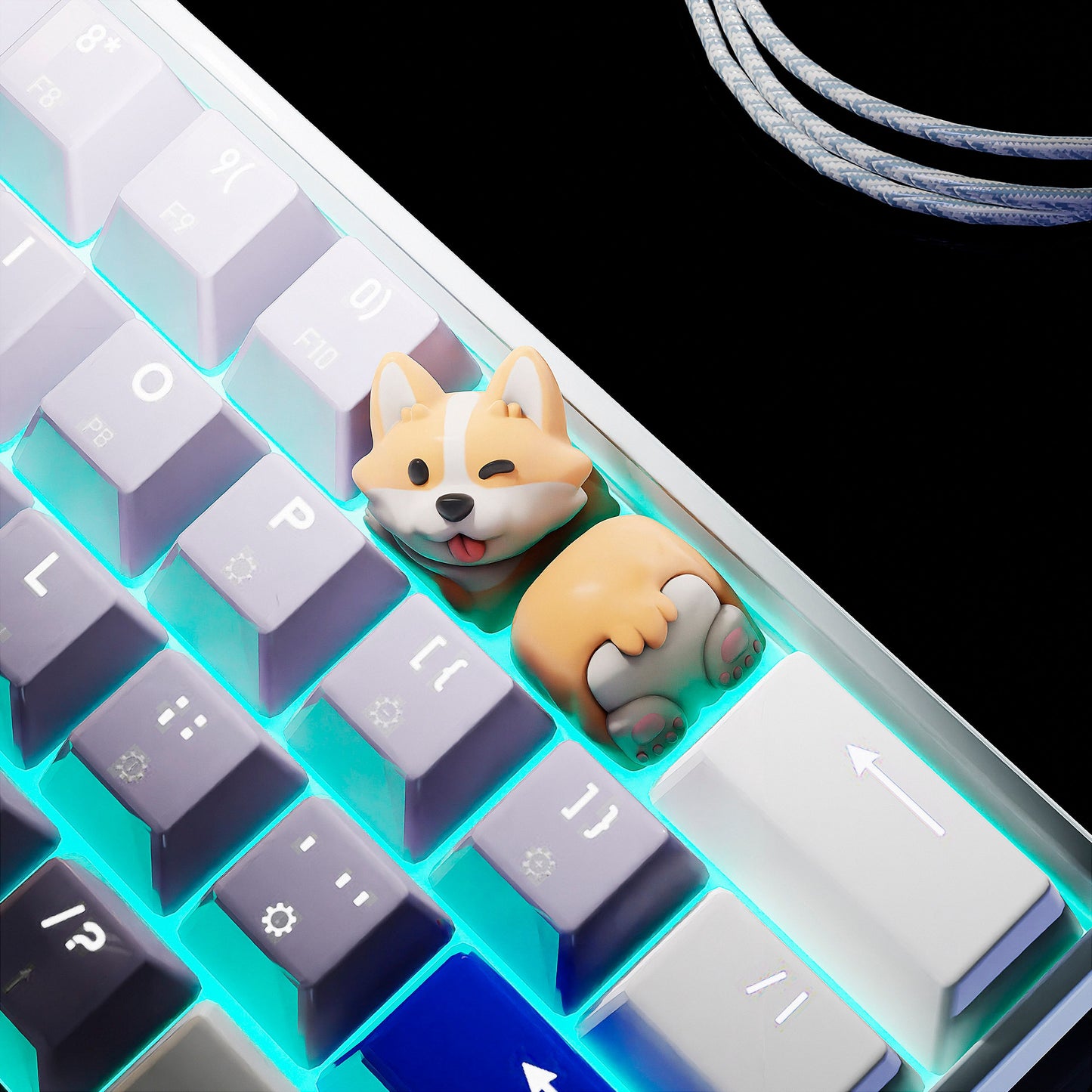 Corgi Keycaps for Mechanical Keyboard - Custom Handmade Artisan Cherry MX Cute Dog Keycaps - Gift for Him & Her