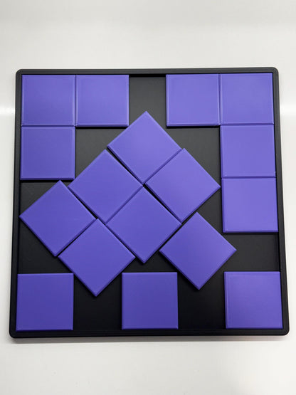 17 Squares Puzzle - 3D Printed Puzzle Brain Teaser: Fit 17 Squares into Square Base Challenge - Unique Mind Game Gift - Large Size 23x23 cm