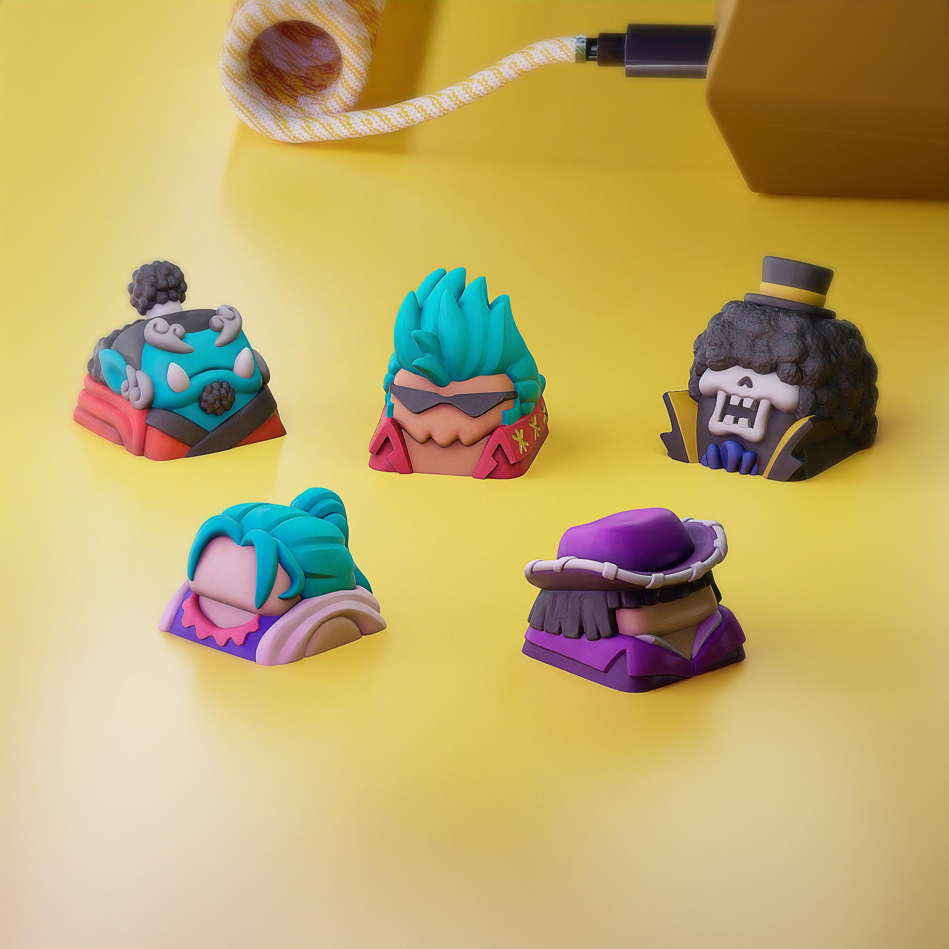 Handmade Inspired By Anime Keycaps - Vivi, Robin, Franky, Brook, Jinbe for Cherry MX - Custom Artisan - Perfect Anime Fan Gift