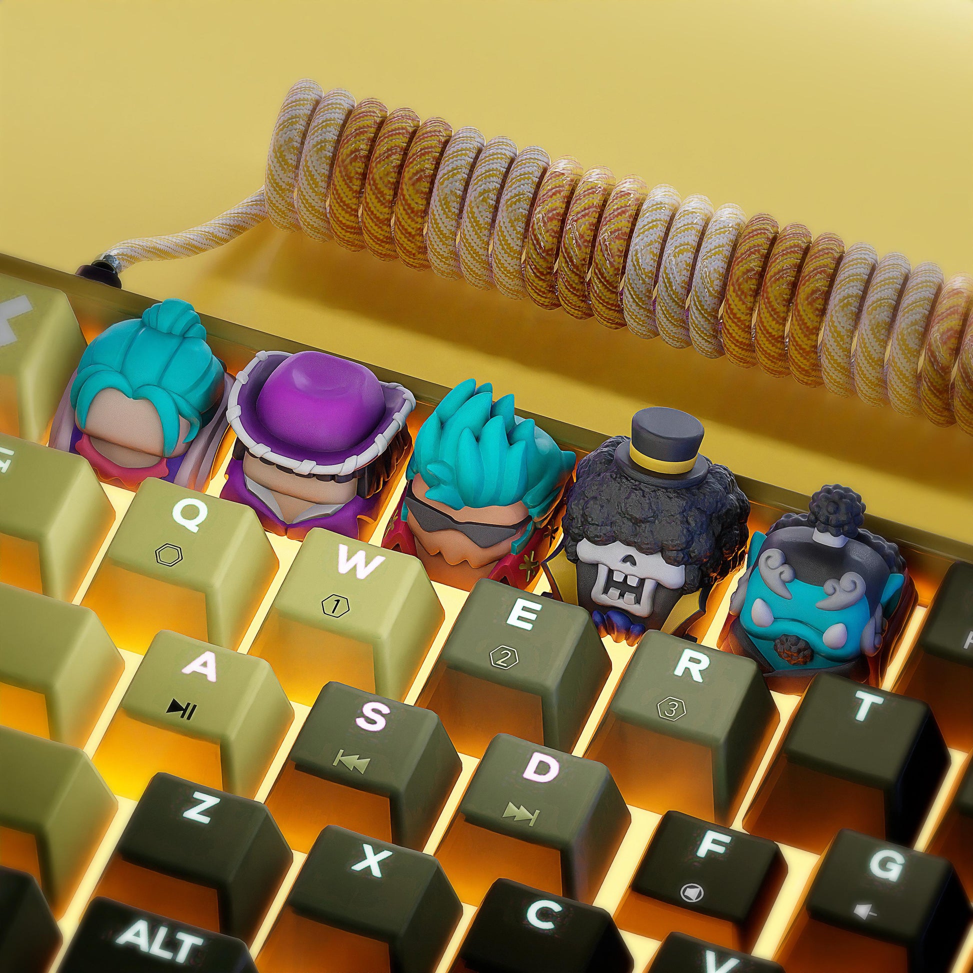 Handmade Inspired By Anime Keycaps - Vivi, Robin, Franky, Brook, Jinbe for Cherry MX - Custom Artisan - Perfect Anime Fan Gift