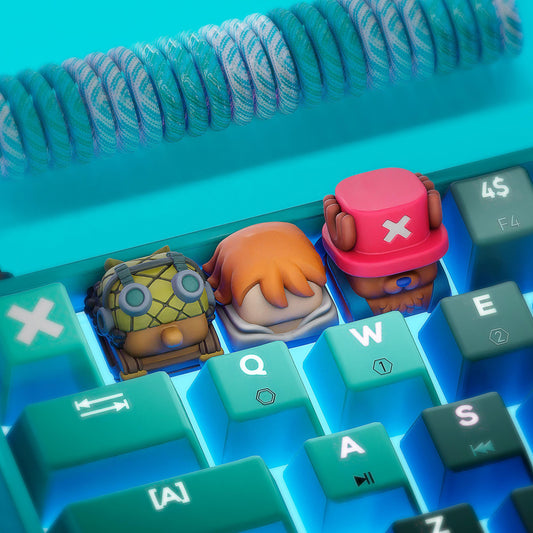 Handmade Inspired By Anime Keycaps - Usopp, Nami, Chopper for Cherry MX - Custom Artisan - Perfect Anime Fan Gift