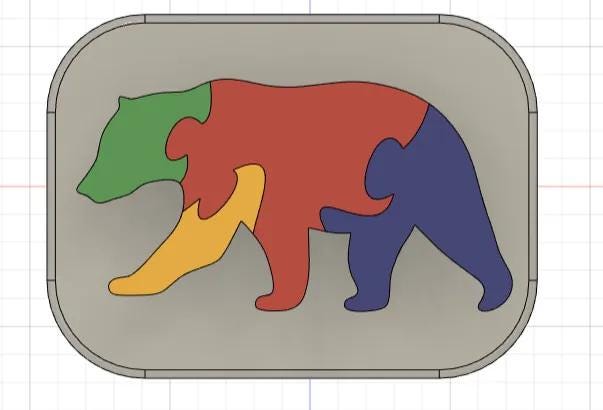 Bear Shape Puzzle for Kids - Motor Skills Development and Shape Orientation - Fun & Decorative Insertion Puzzle - 3D Printed