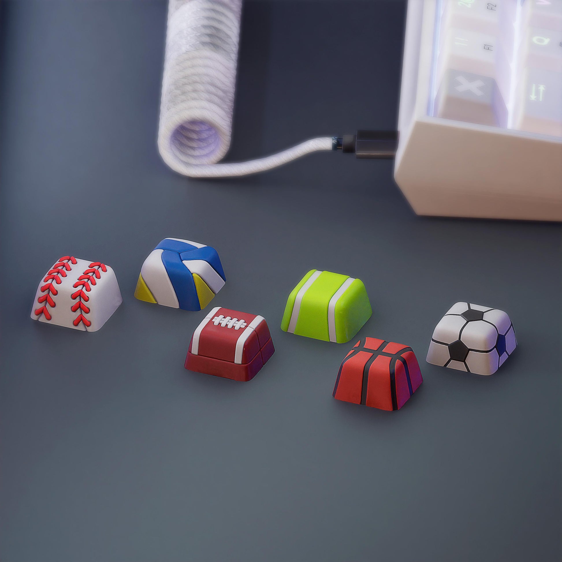 Handmade Sport Balls Keycaps for Cherry MX, Artisan Keycaps, Tennis, Soccer, Football, Basketball, Baseball Gifts for Him & Her 3D Printed