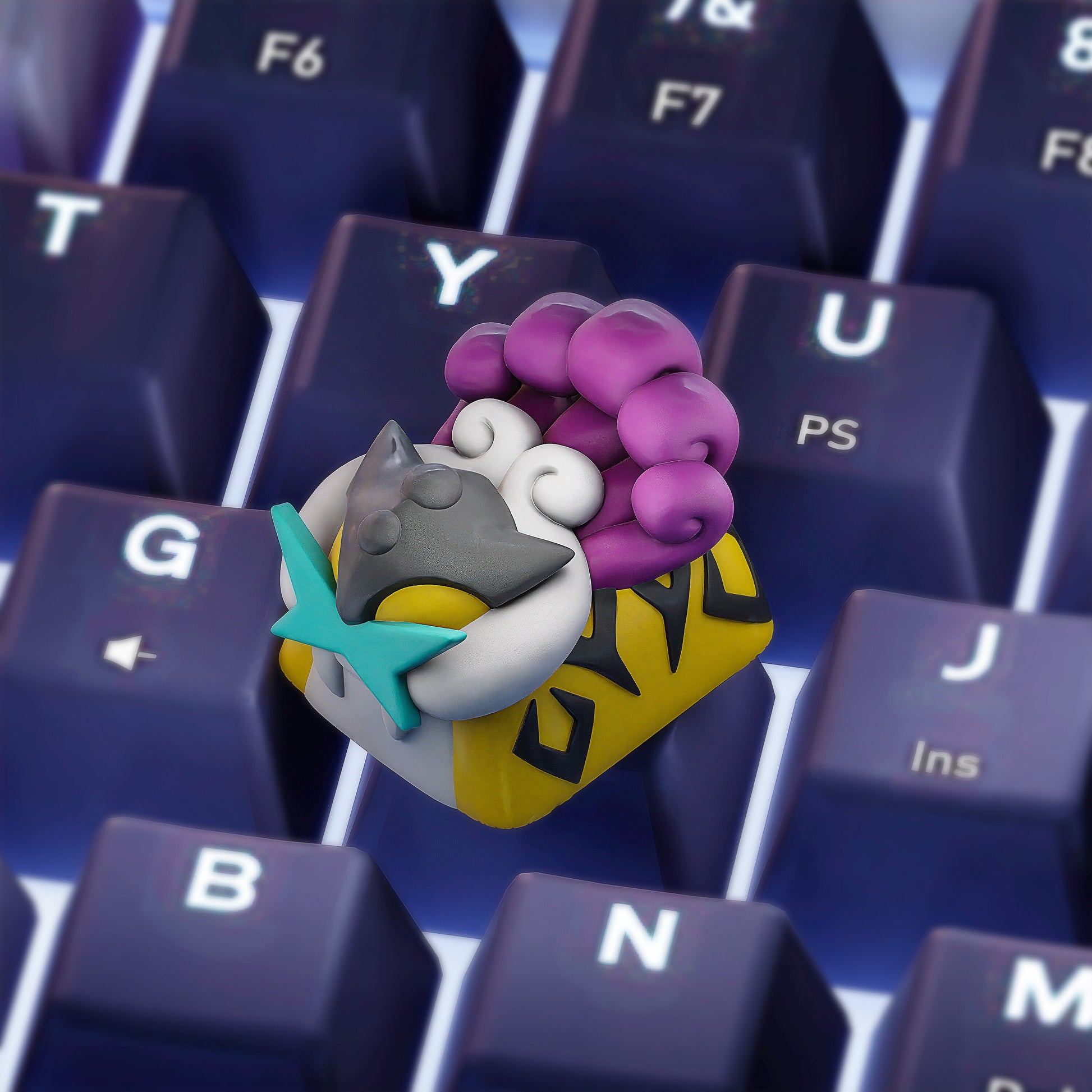 Handmade Inspired By Legendary Beasts Pokemon Keycaps for Cherry MX - Custom Artisan - Entei Suicune Raikou - Perfect Anime Fan Gift