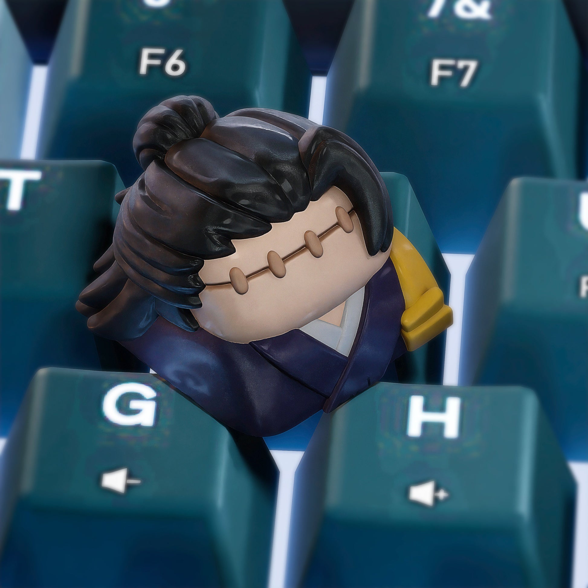 Handmade Inspired By Jujutsu Kaisen Keycaps for Cherry MX and clones - Custom Artisan Anime Fan Gift - Geto, Gojo, Nanami Keyboard Keycaps