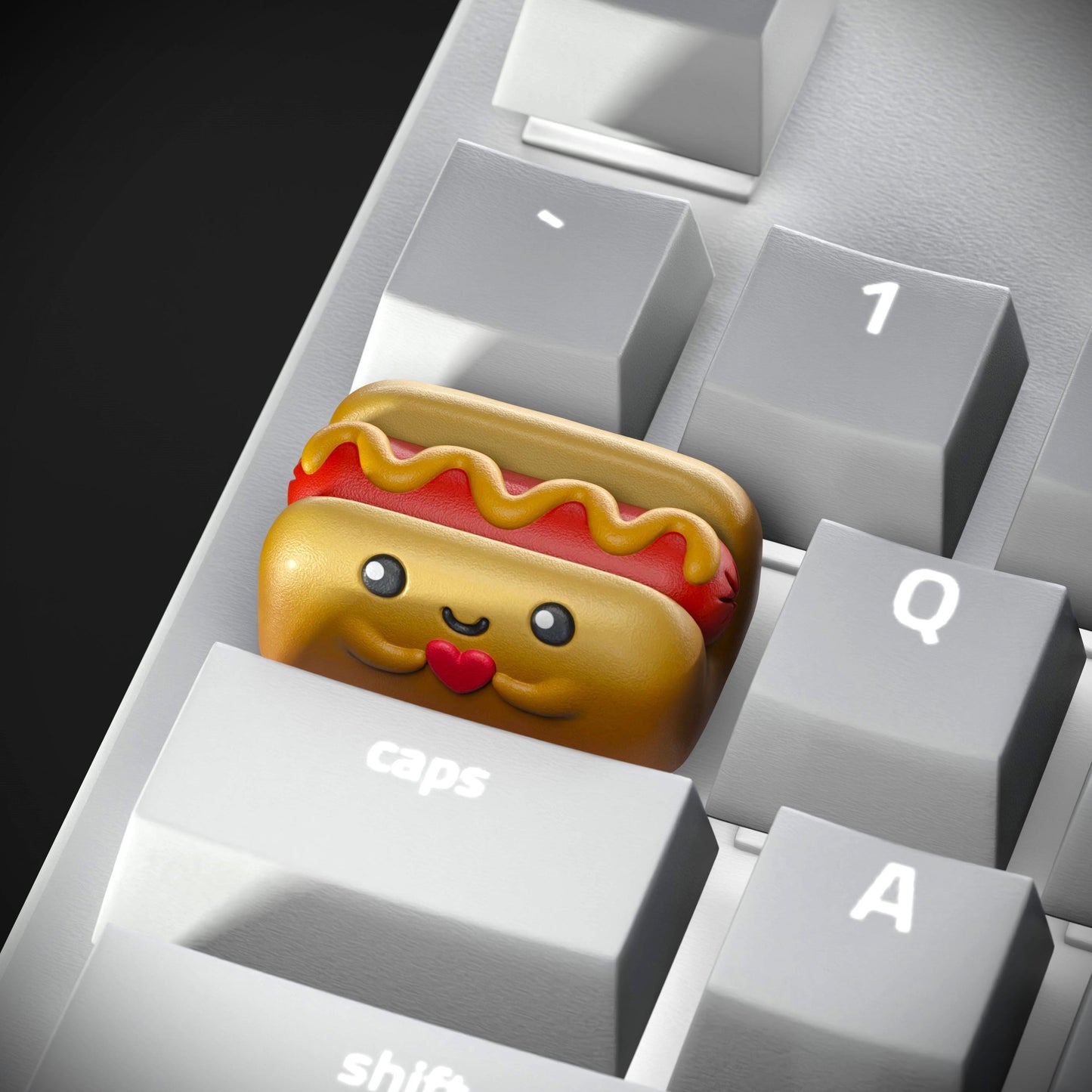 Handmade Cute Fast Food Keycaps, Burger, Fries, Popcorn, Hot Dog Keycaps for Cherry MX - Cute Custom Artisan Gift - Keycap Set for Him & Her