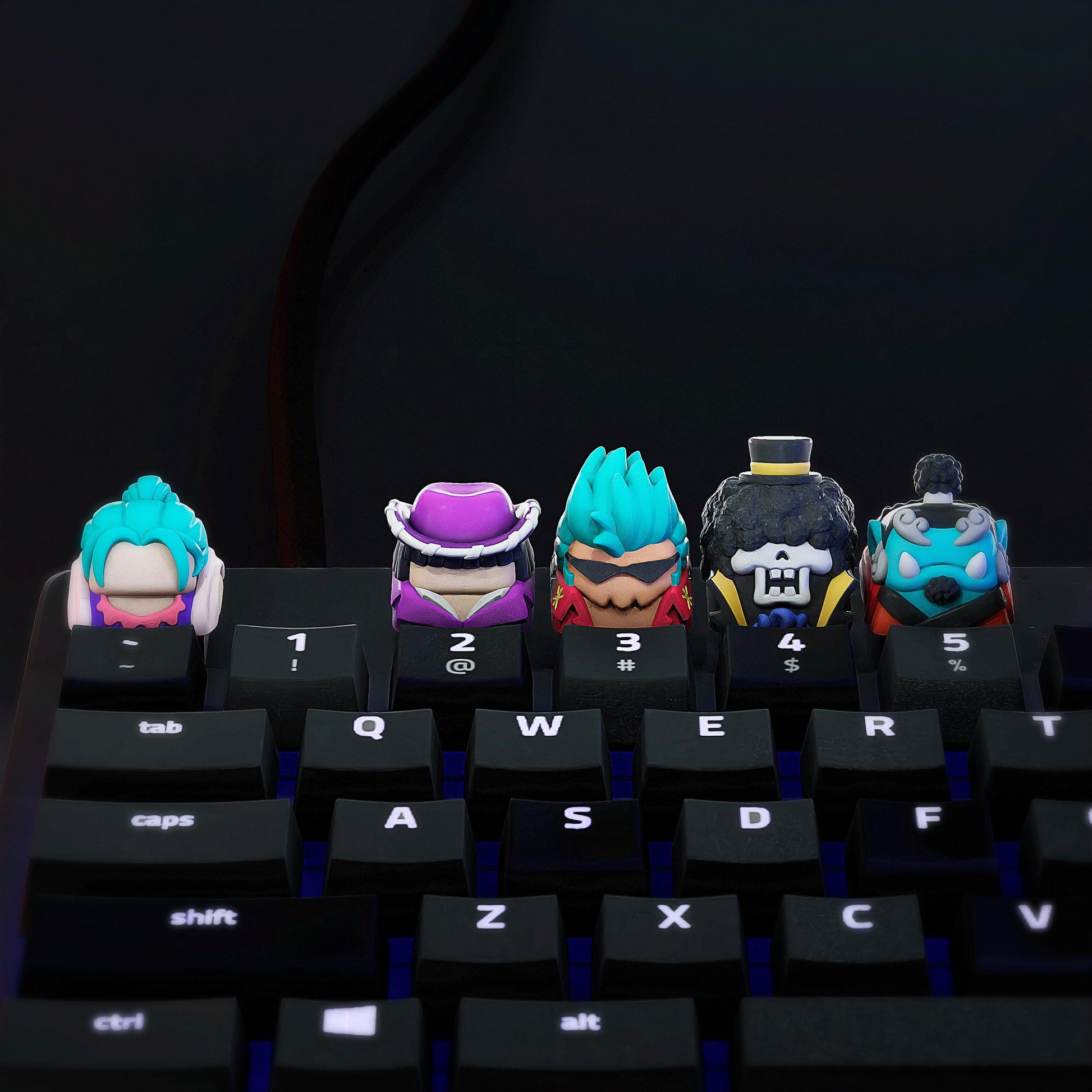 Handmade Inspired By Anime Keycaps - Vivi, Robin, Franky, Brook, Jinbe for Cherry MX - Custom Artisan - Perfect Anime Fan Gift